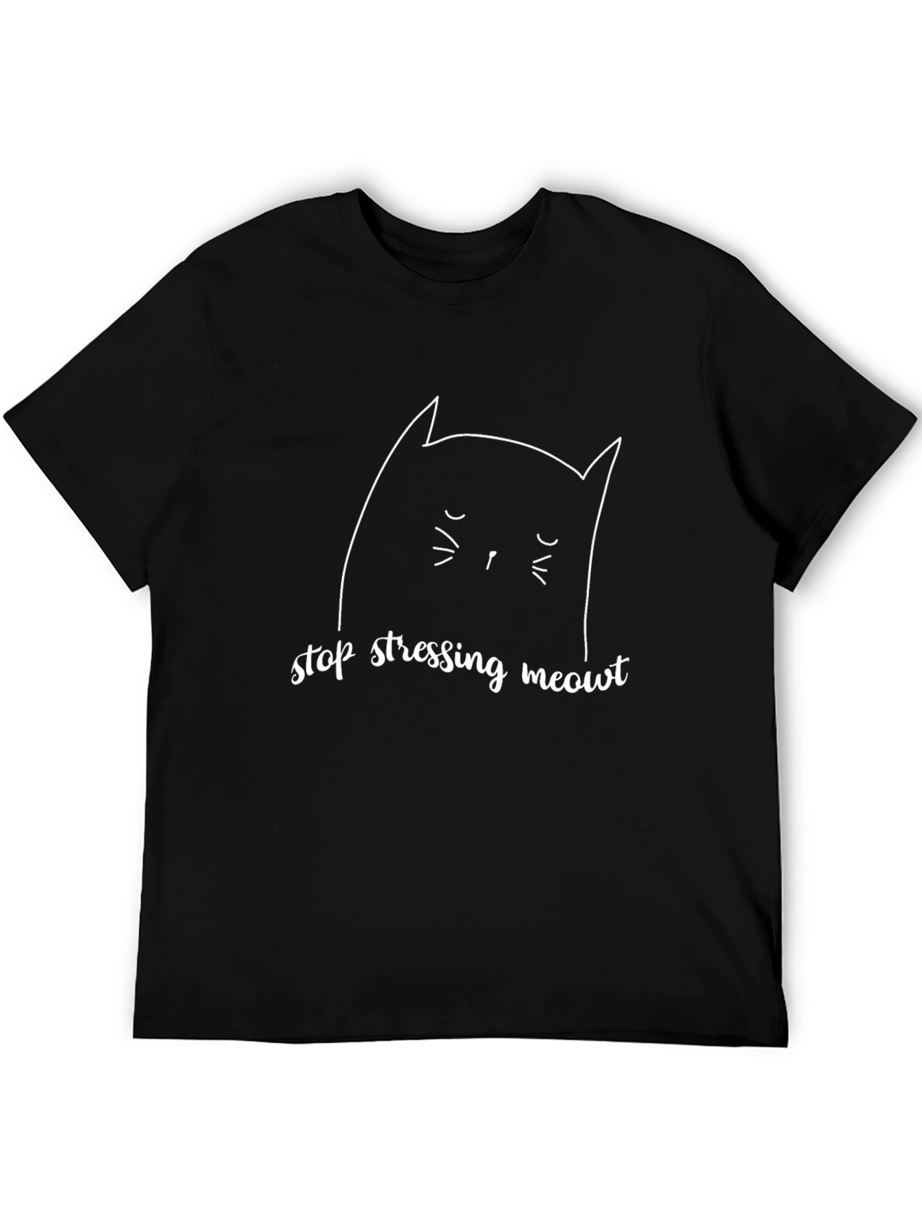 Stop Stressing Meowt Black Graphic T-Shirt