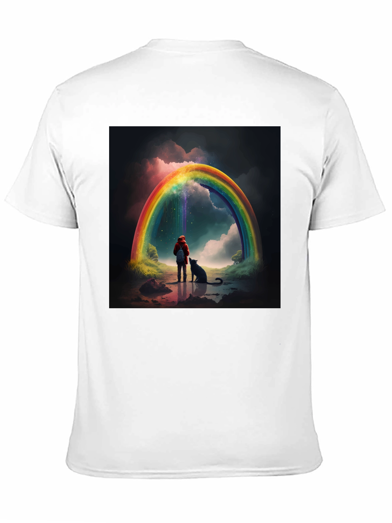 Rainbow Dog Landscape T-Shirt – Whimsical Art Graphic Tee