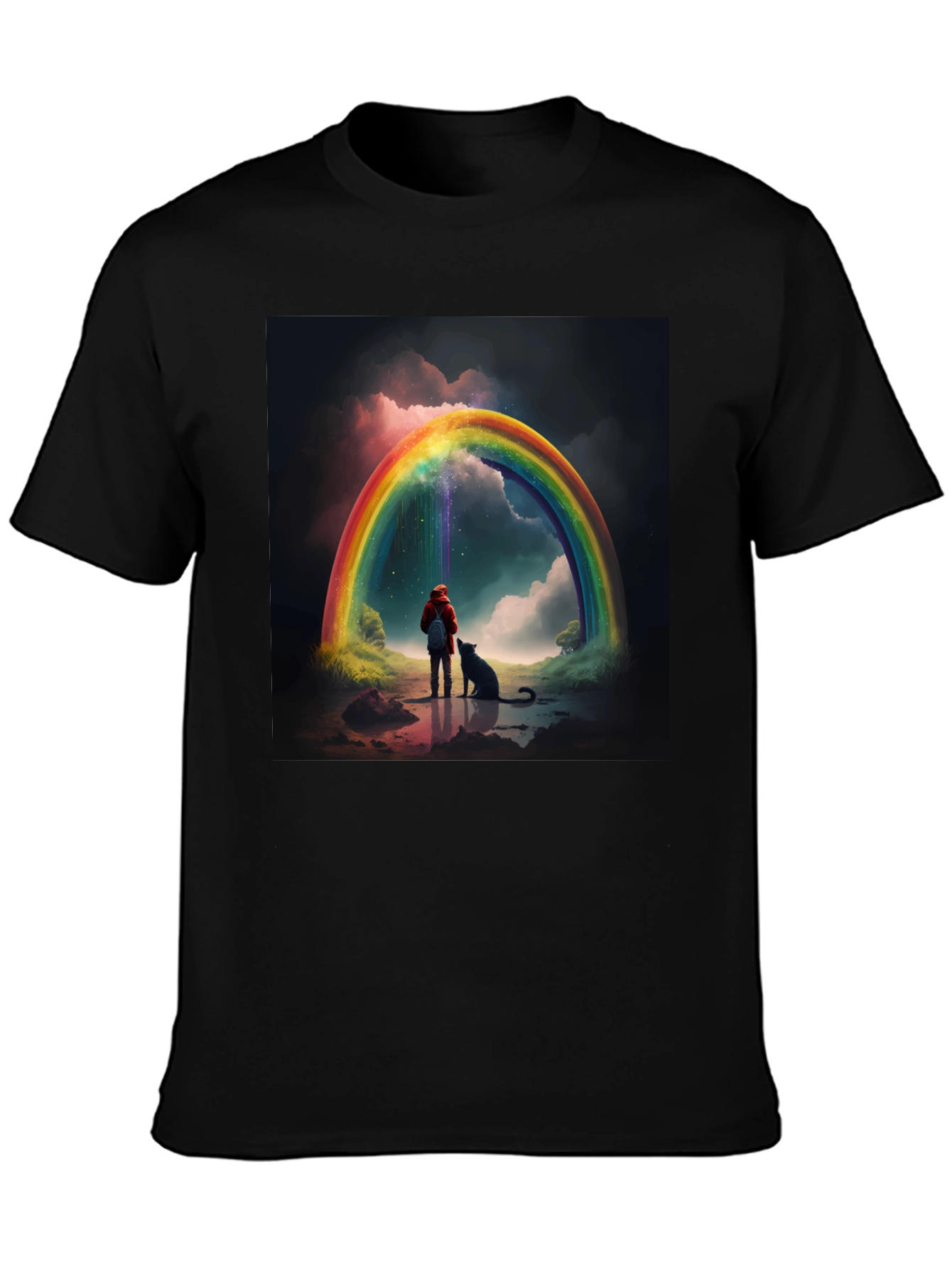Rainbow Dog Landscape T-Shirt – Whimsical Art Graphic Tee