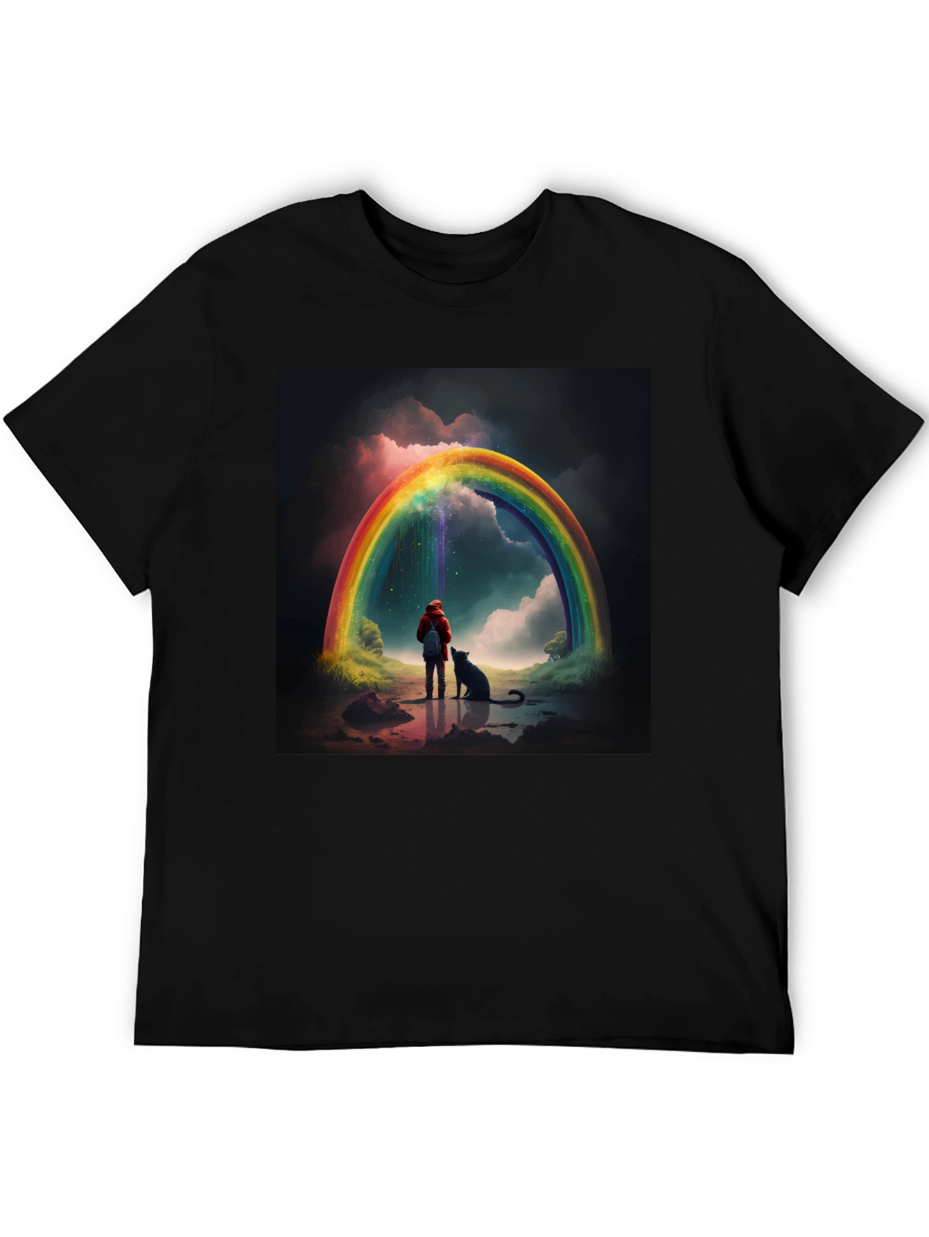 Rainbow Dog Landscape T-Shirt – Whimsical Art Graphic Tee