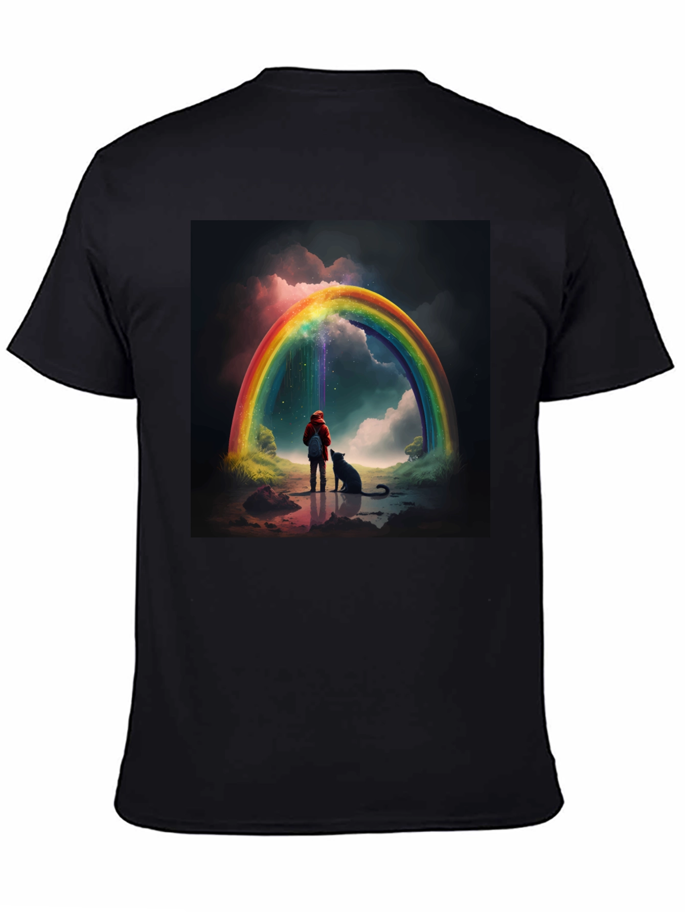 Rainbow Dog Landscape T-Shirt – Whimsical Art Graphic Tee
