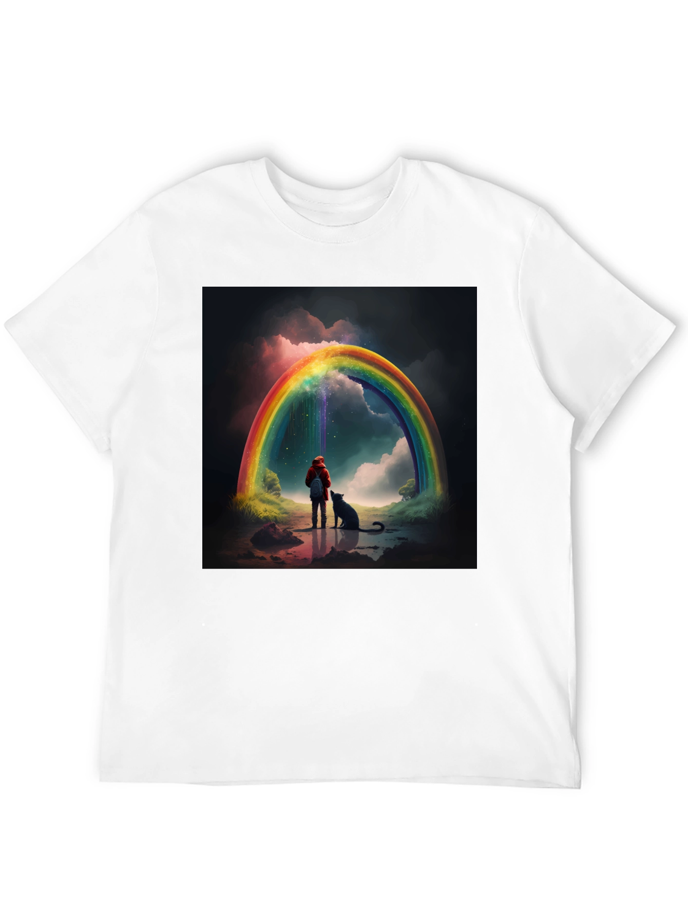 Rainbow Dog Landscape T-Shirt – Whimsical Art Graphic Tee