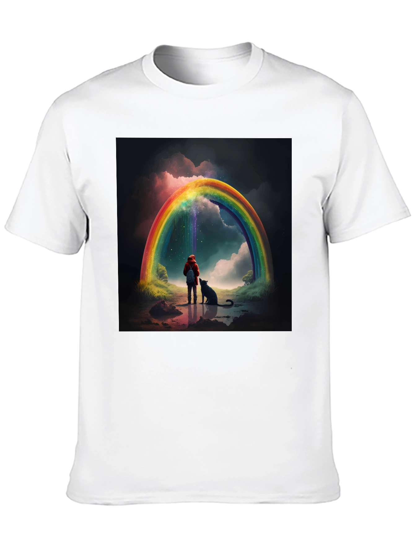 Rainbow Dog Landscape T-Shirt – Whimsical Art Graphic Tee