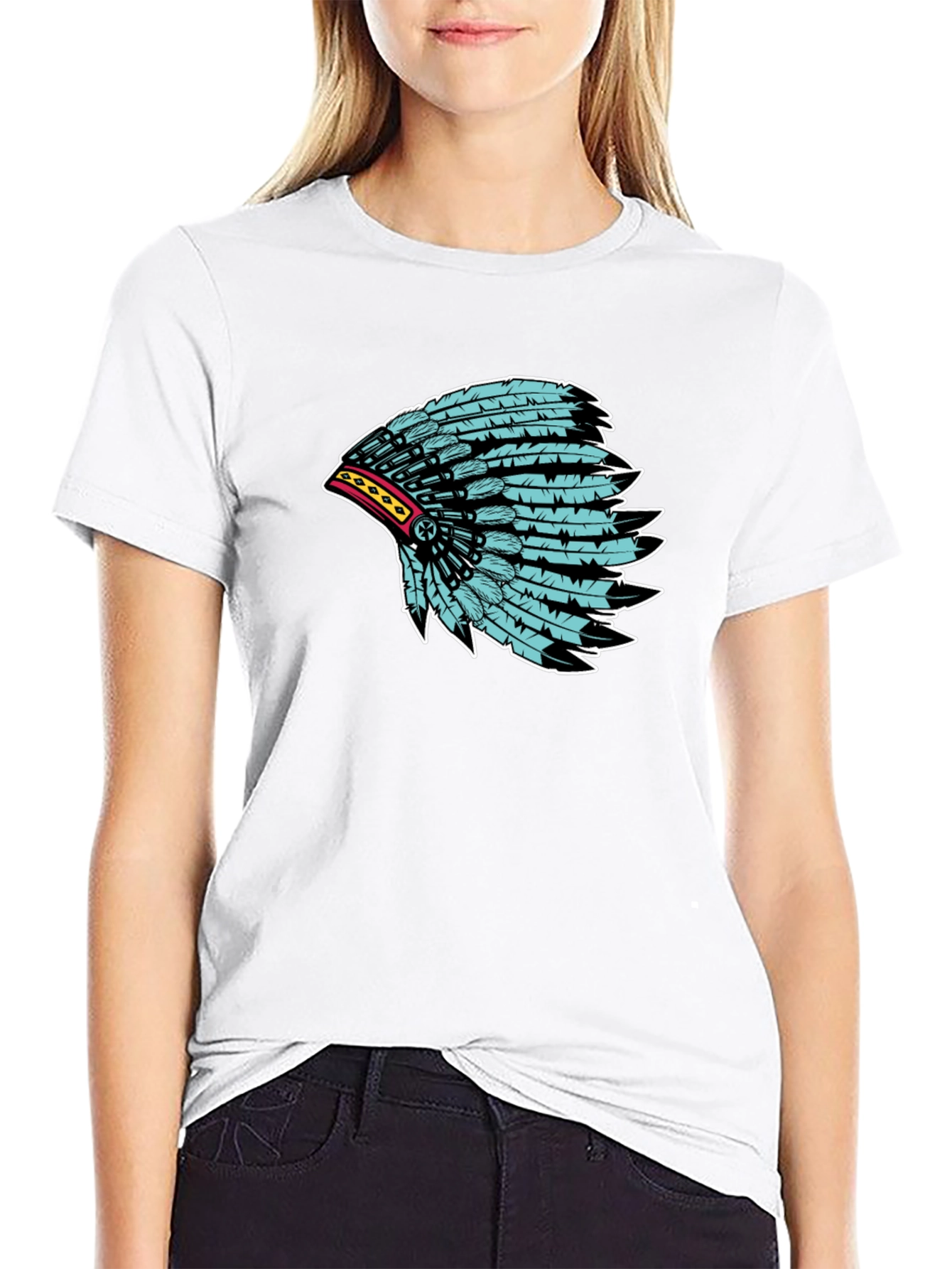 Native Headdress Graphic Tee - Black