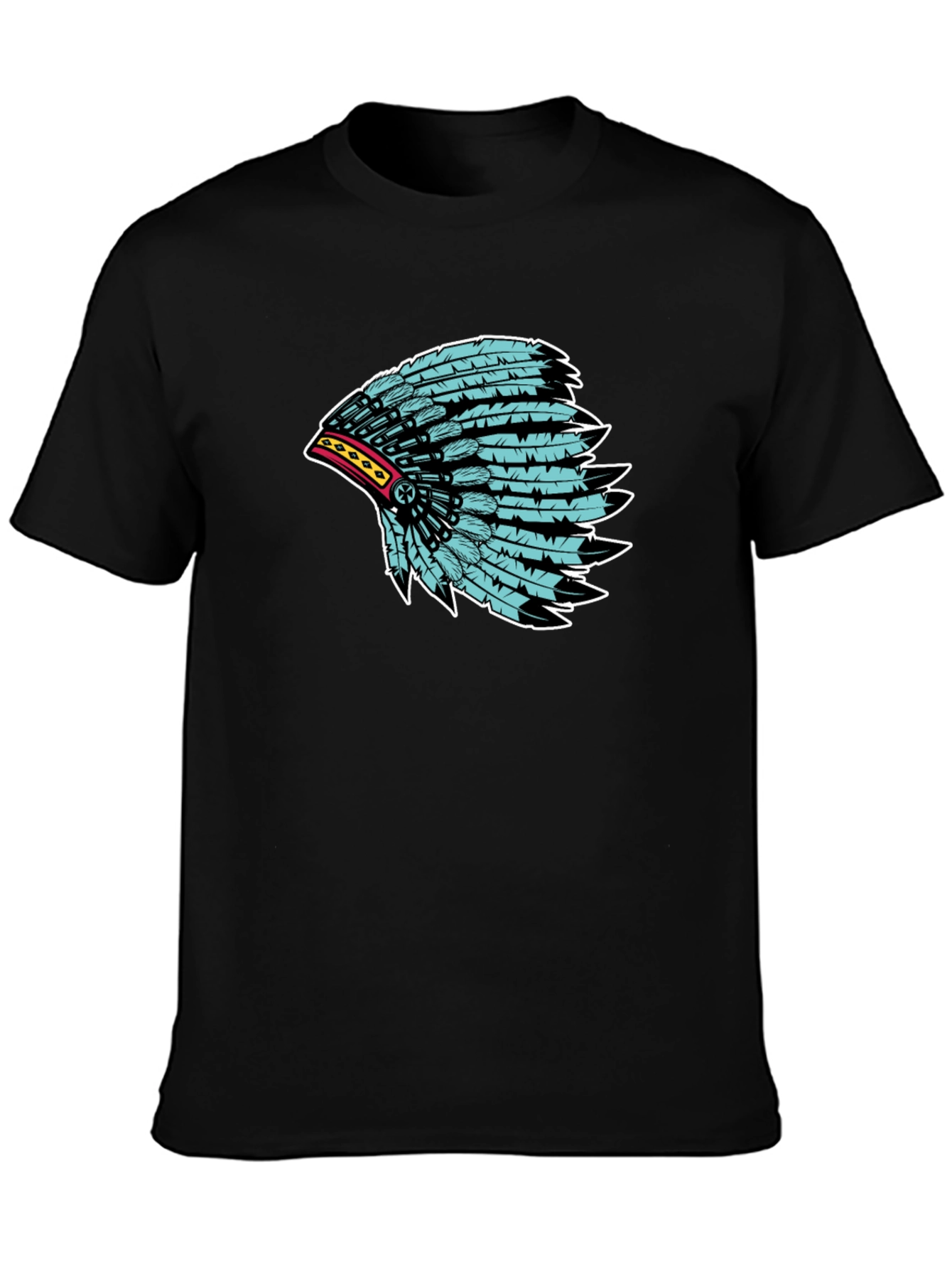 Native Headdress Graphic Tee - Black