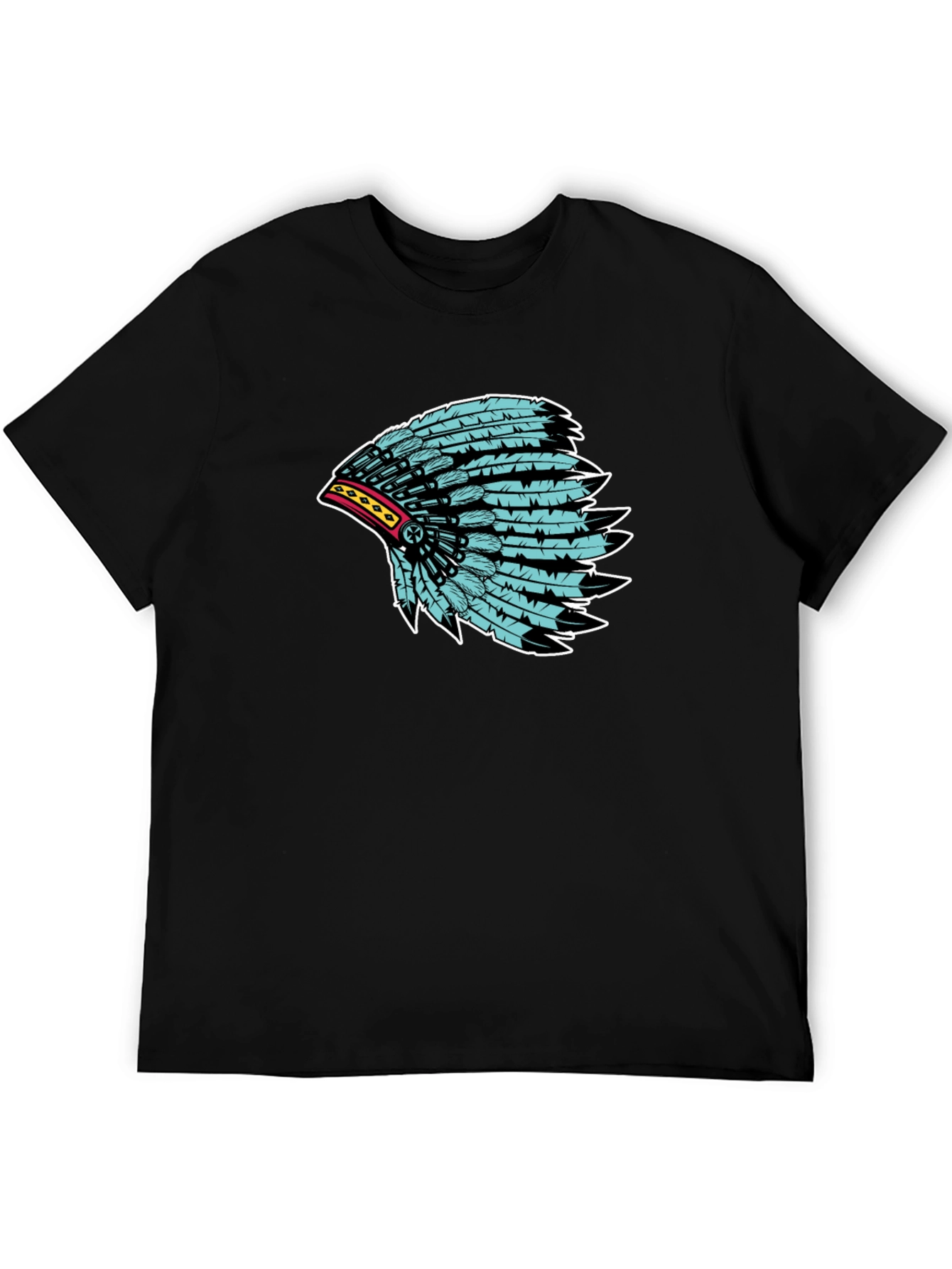 Native Headdress Graphic Tee - Black