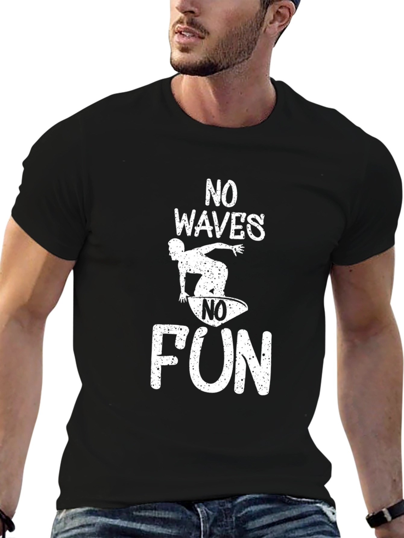 No Waves No Fun Graphic Tee - Surfing T-Shirt