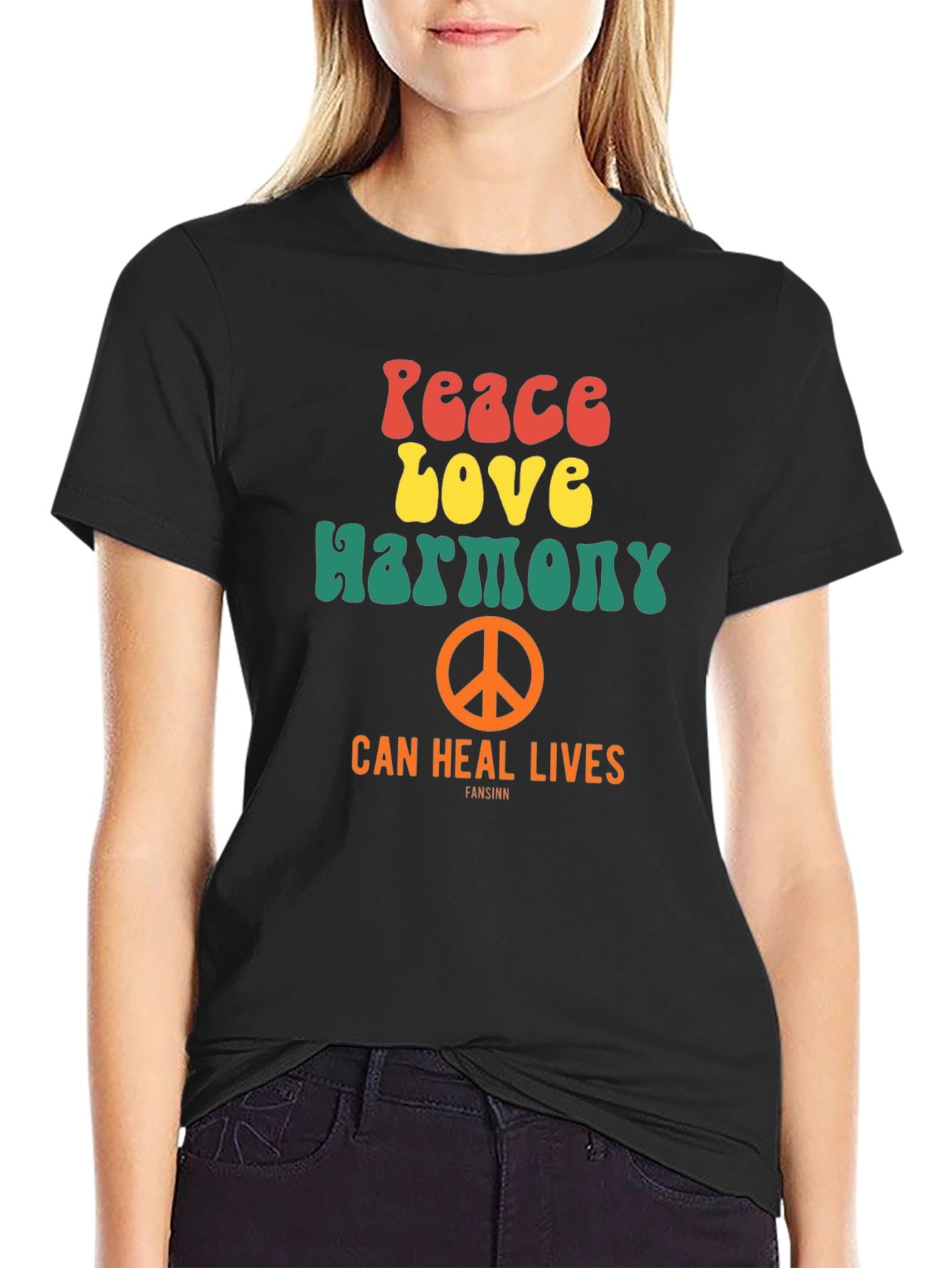 Peace Love Harmony Graphic T-Shirt - Retro Style Tee