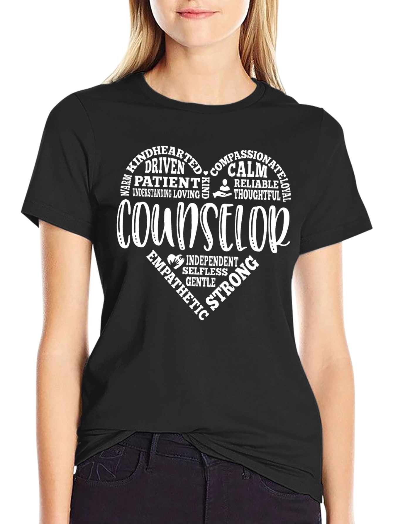 Counselor Heart Word Art Graphic T-Shirt