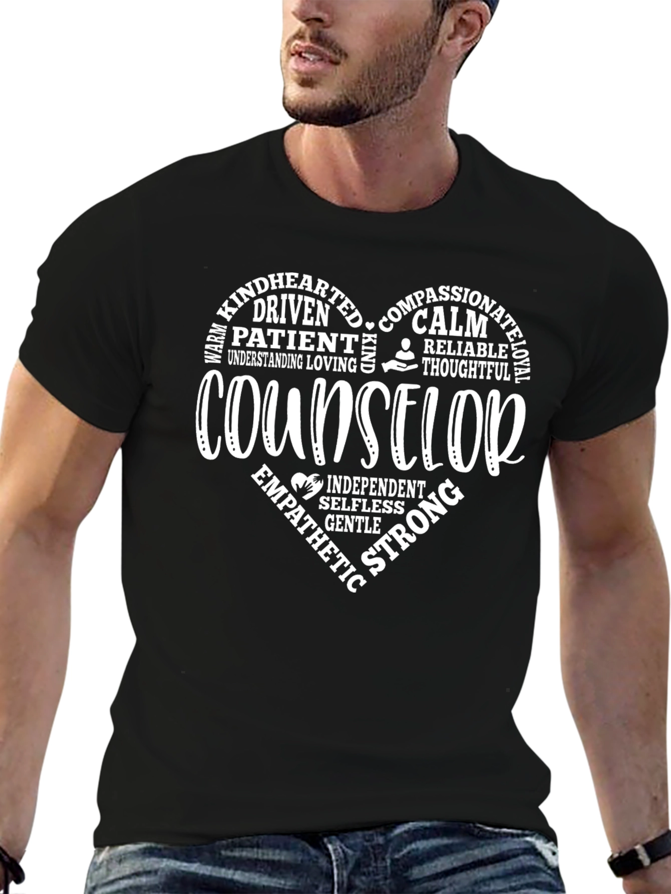Counselor Heart Word Art Graphic T-Shirt
