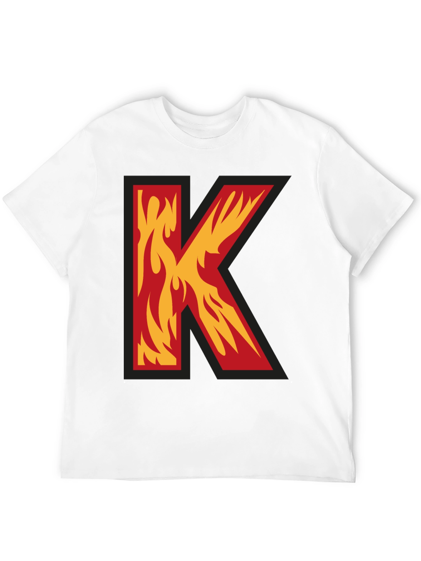 Fiery Letter K Graphic Tee - Bold Statement Shirt