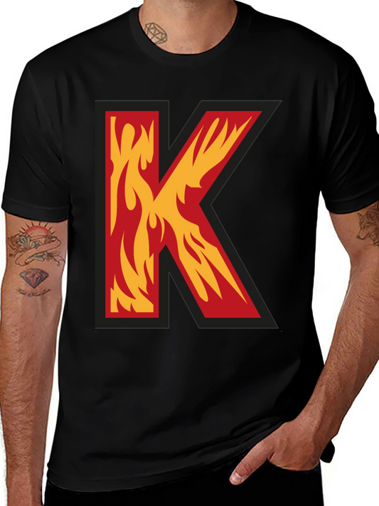 Fiery Letter K Graphic Tee - Bold Statement Shirt