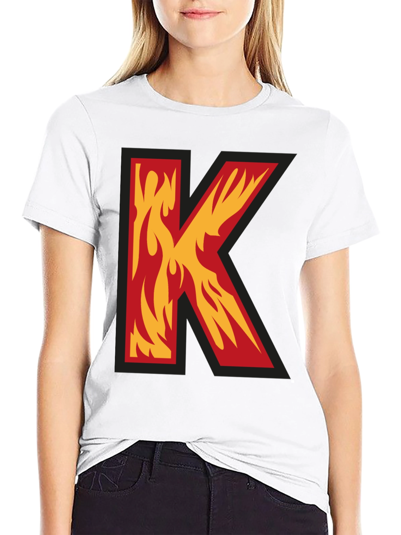 Fiery Letter K Graphic Tee - Bold Statement Shirt