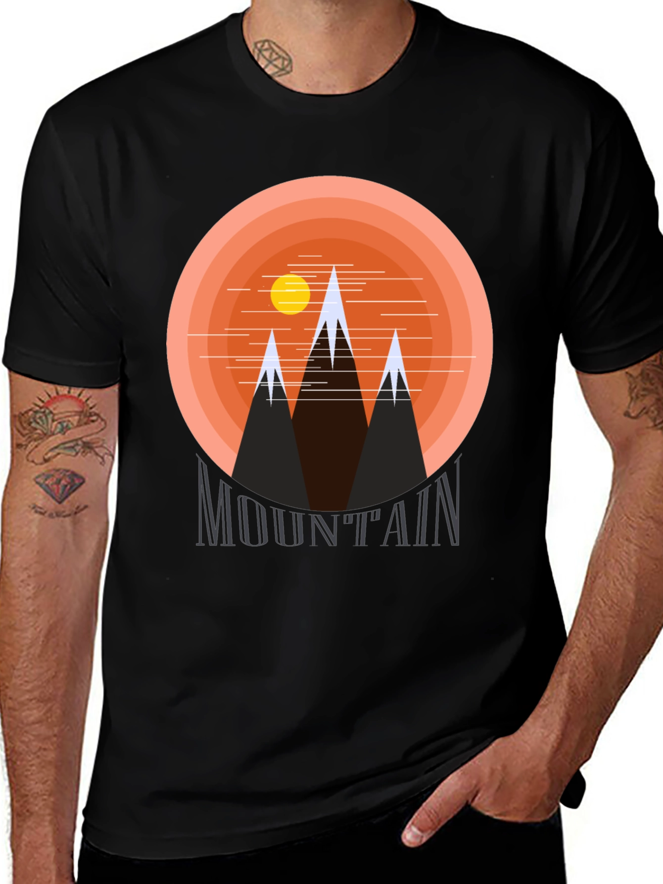 Mountain Graphic Print Black T-Shirt