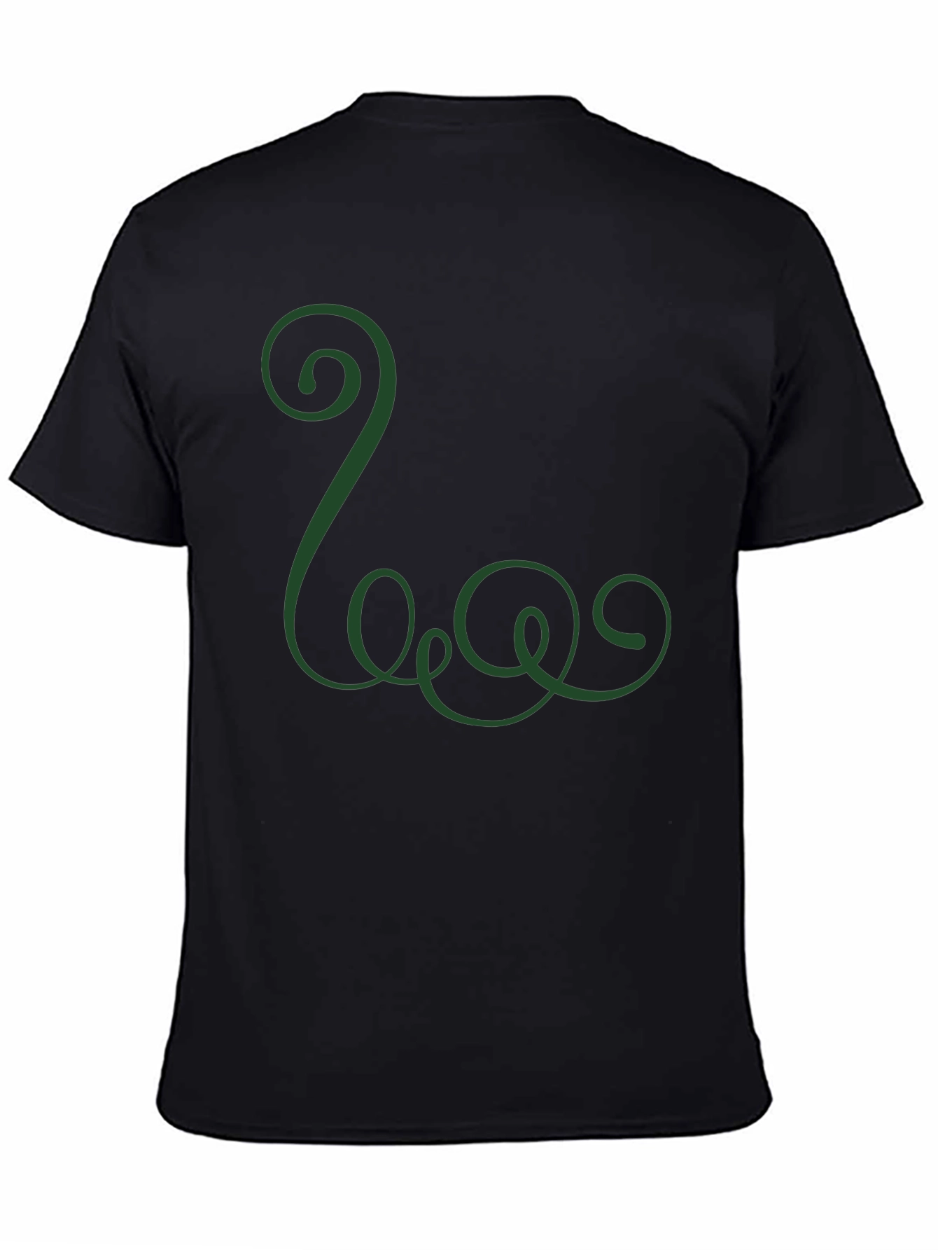 Mens Black T-Shirt with Green Swirl Design