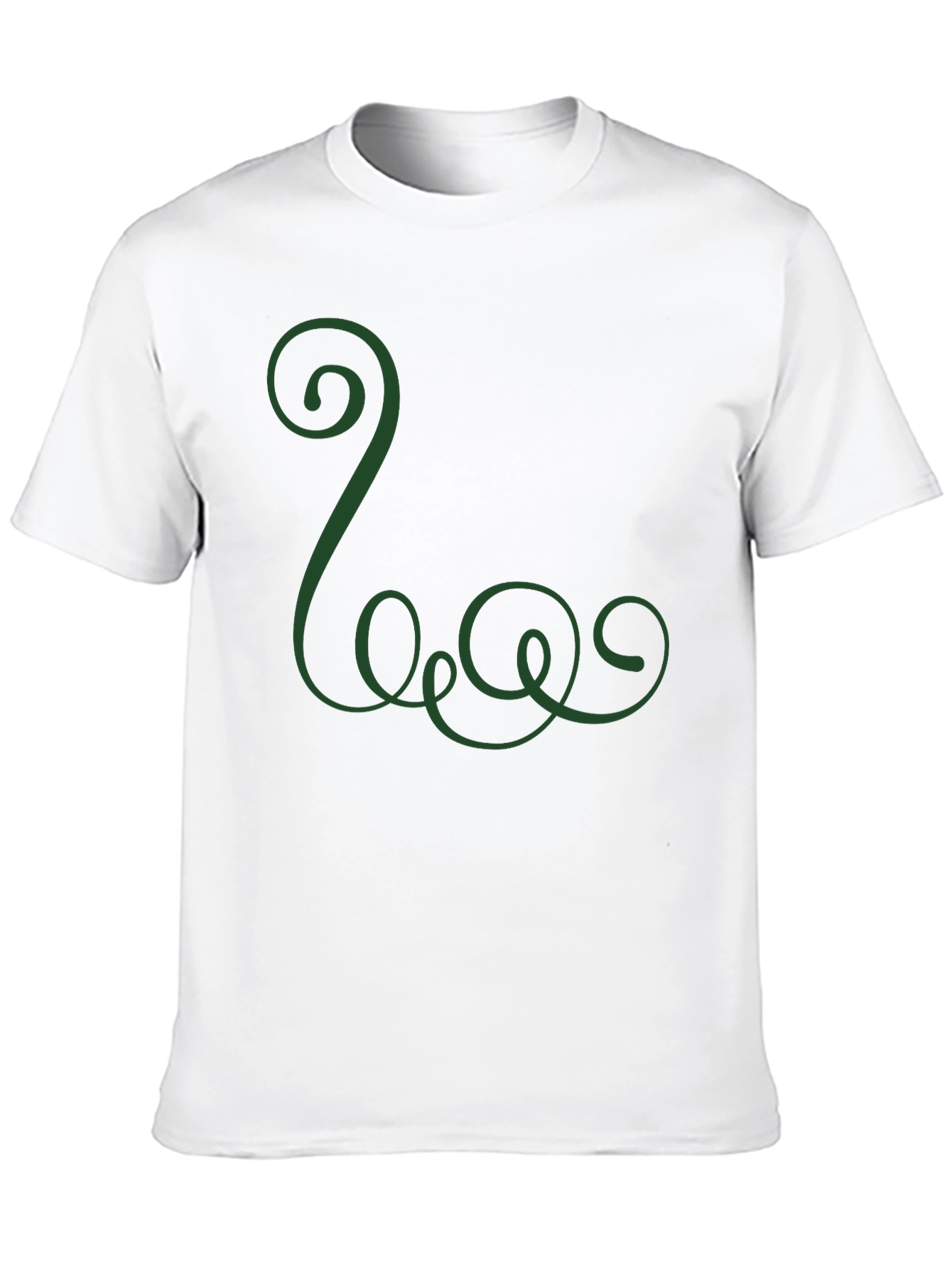 Mens Black T-Shirt with Green Swirl Design