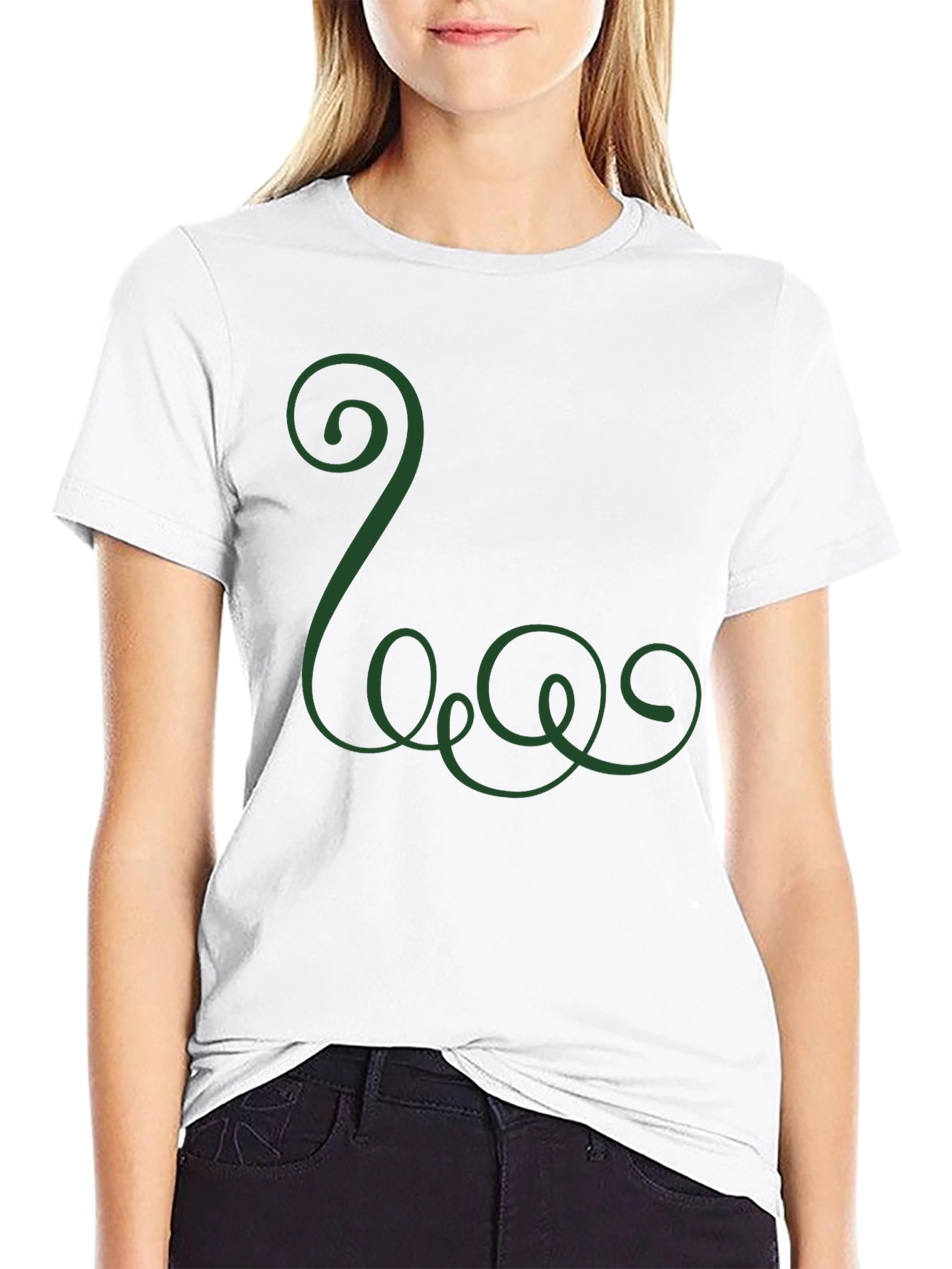 Mens Black T-Shirt with Green Swirl Design