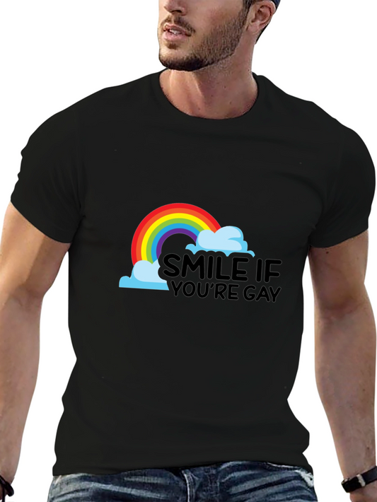 Smile If Youre Gay Pride T-Shirt - Rainbow Graphic Tee