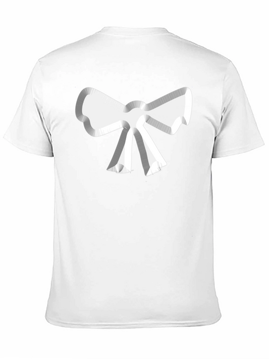 White Bow Tie Graphic Black T-Shirt