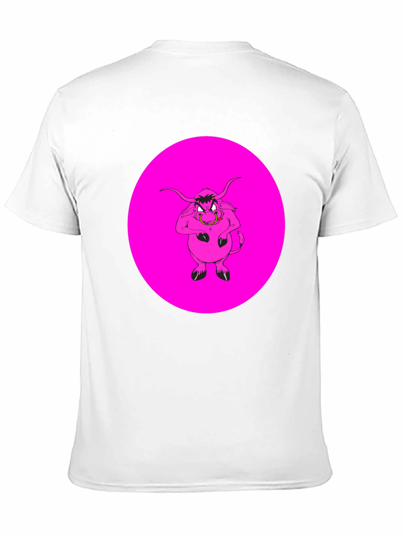 Pink Angry Bull Graphic Print Black T-Shirt