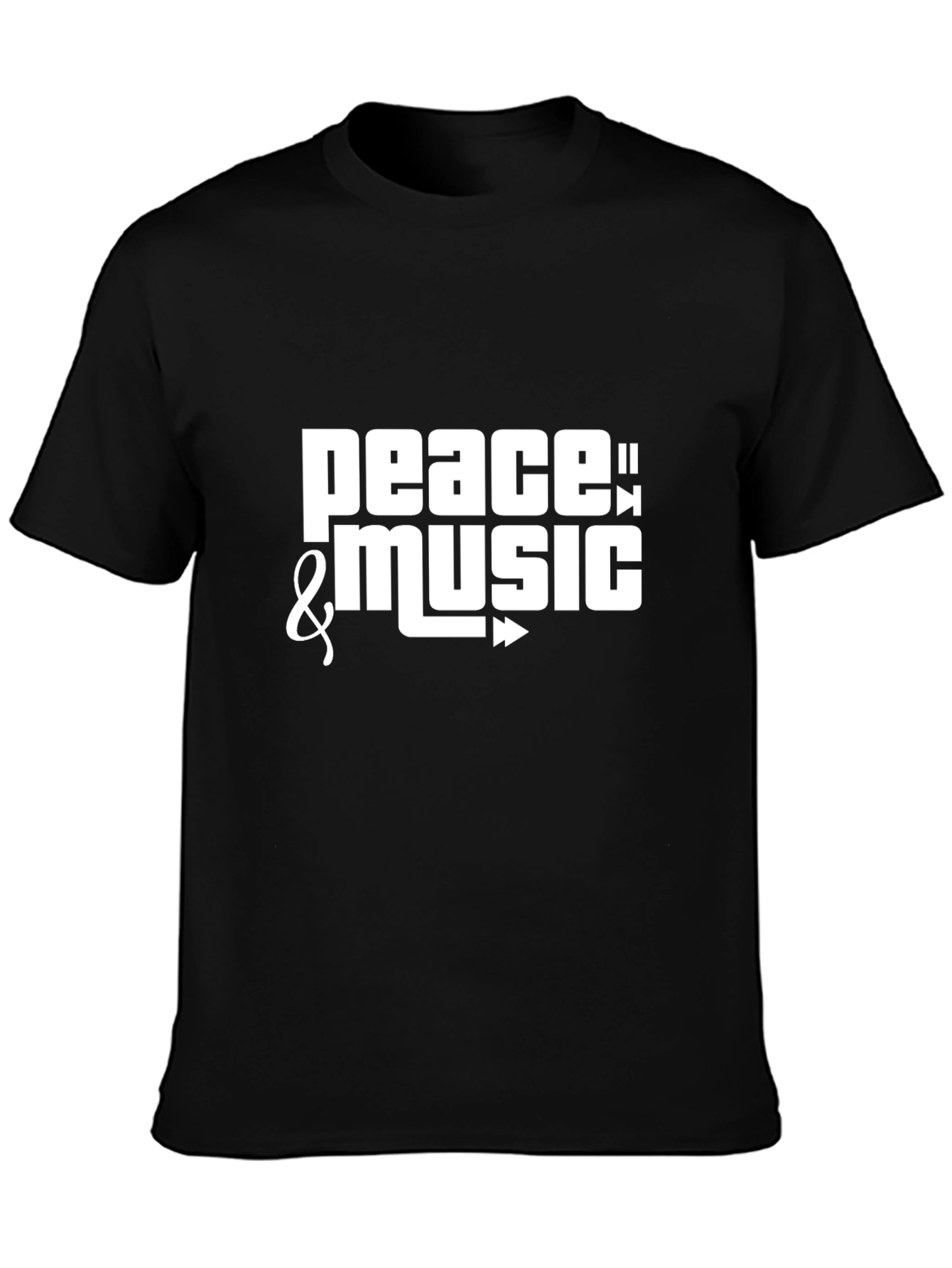 Peace & Music Graphic Black T-Shirt