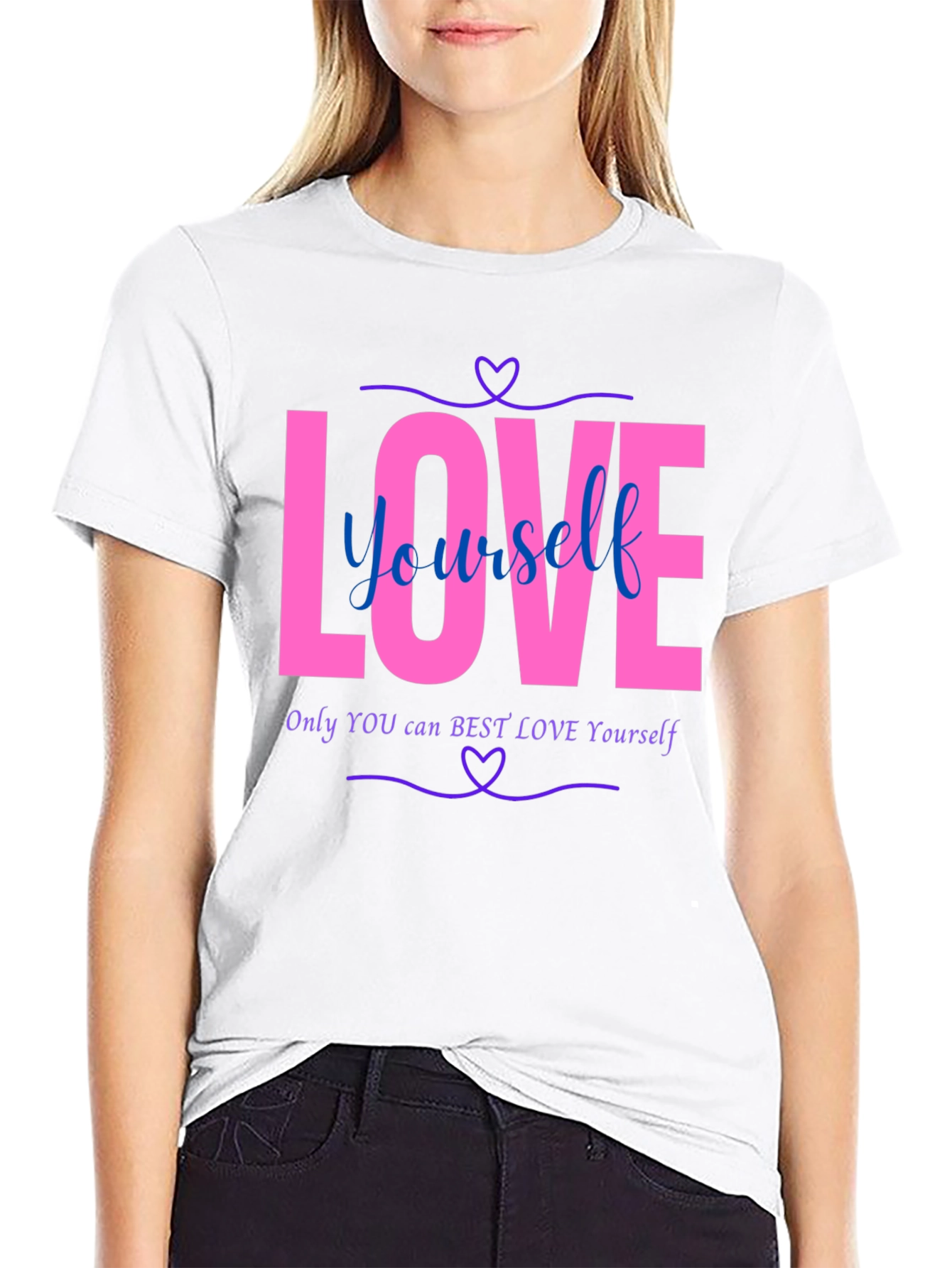 Love Yourself Graphic Tee - Black Cotton Blend