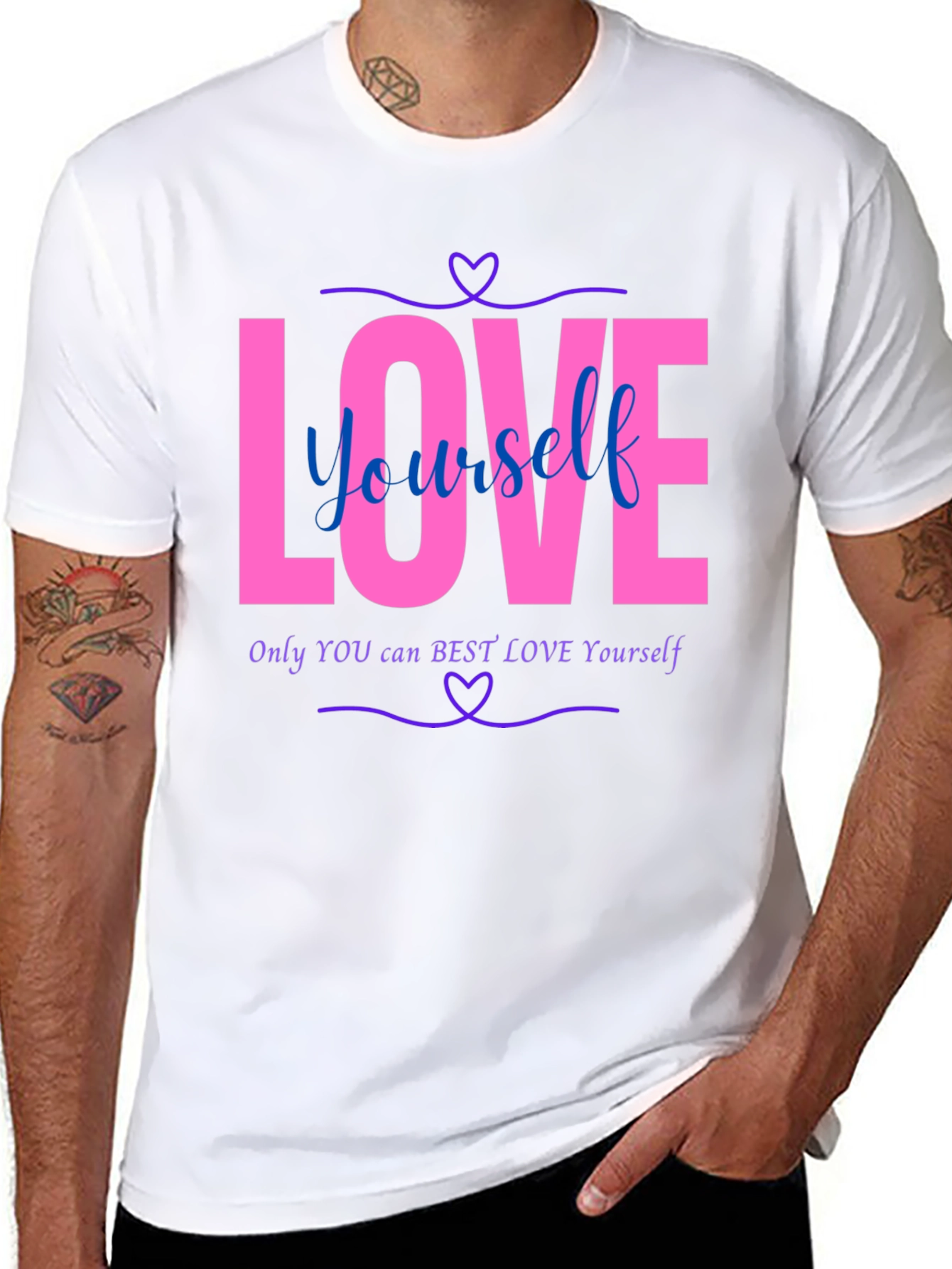 Love Yourself Graphic Tee - Black Cotton Blend