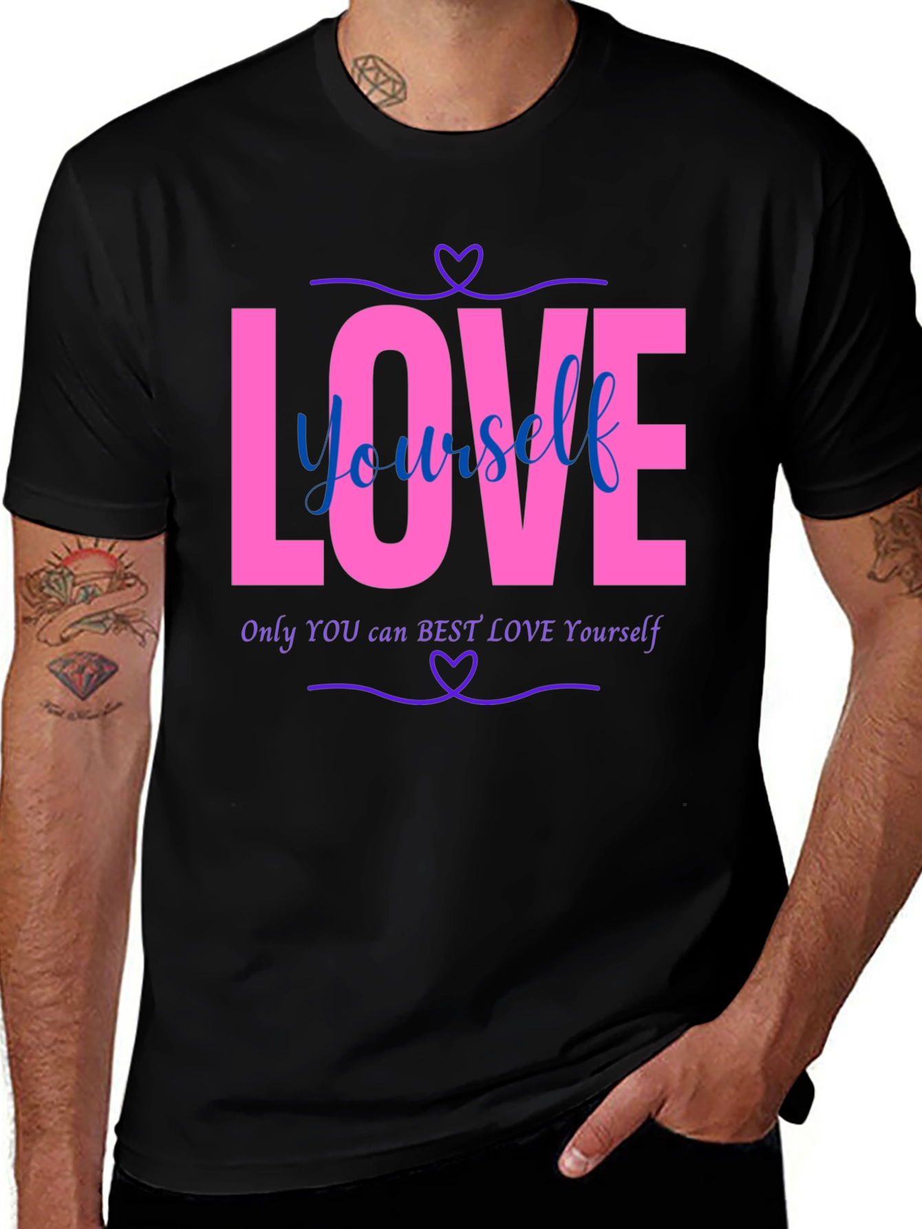 Love Yourself Graphic Tee - Black Cotton Blend
