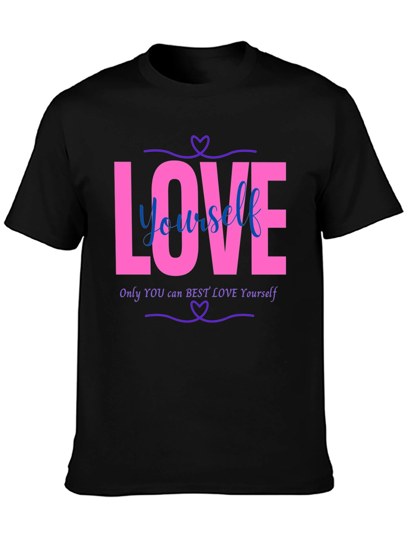 Love Yourself Graphic Tee - Black Cotton Blend