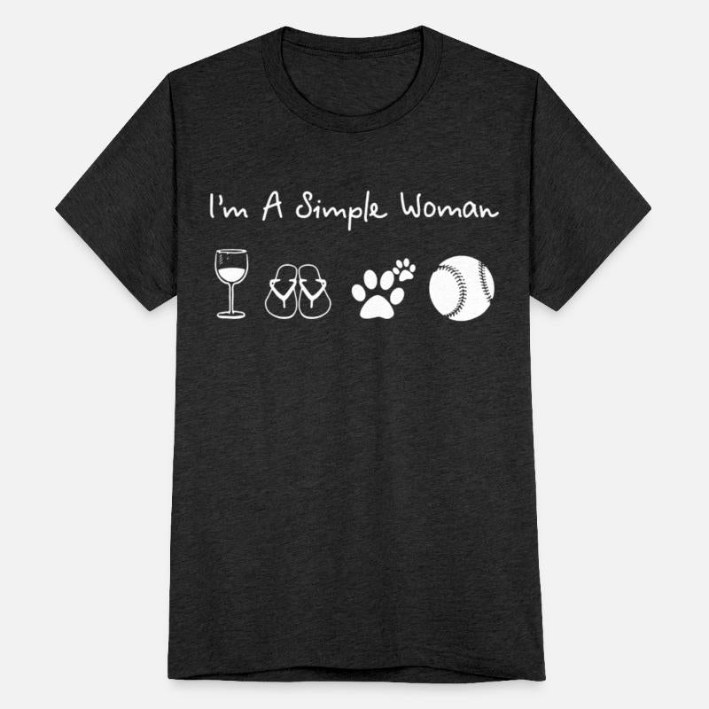 I'm A Simple Woman Love Wine Beach Dog Baseball
