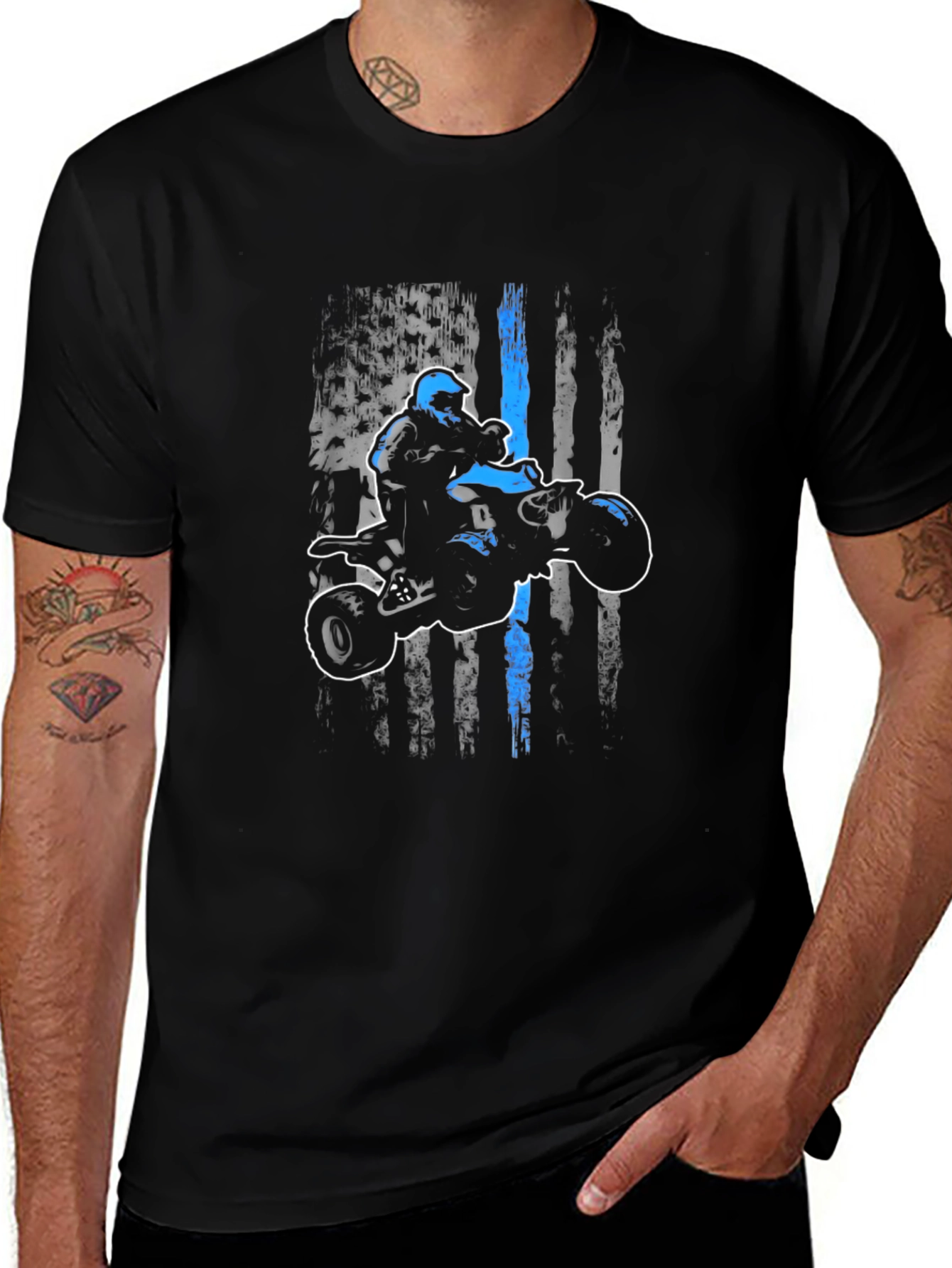 ATV Rider American Flag Graphic Tee
