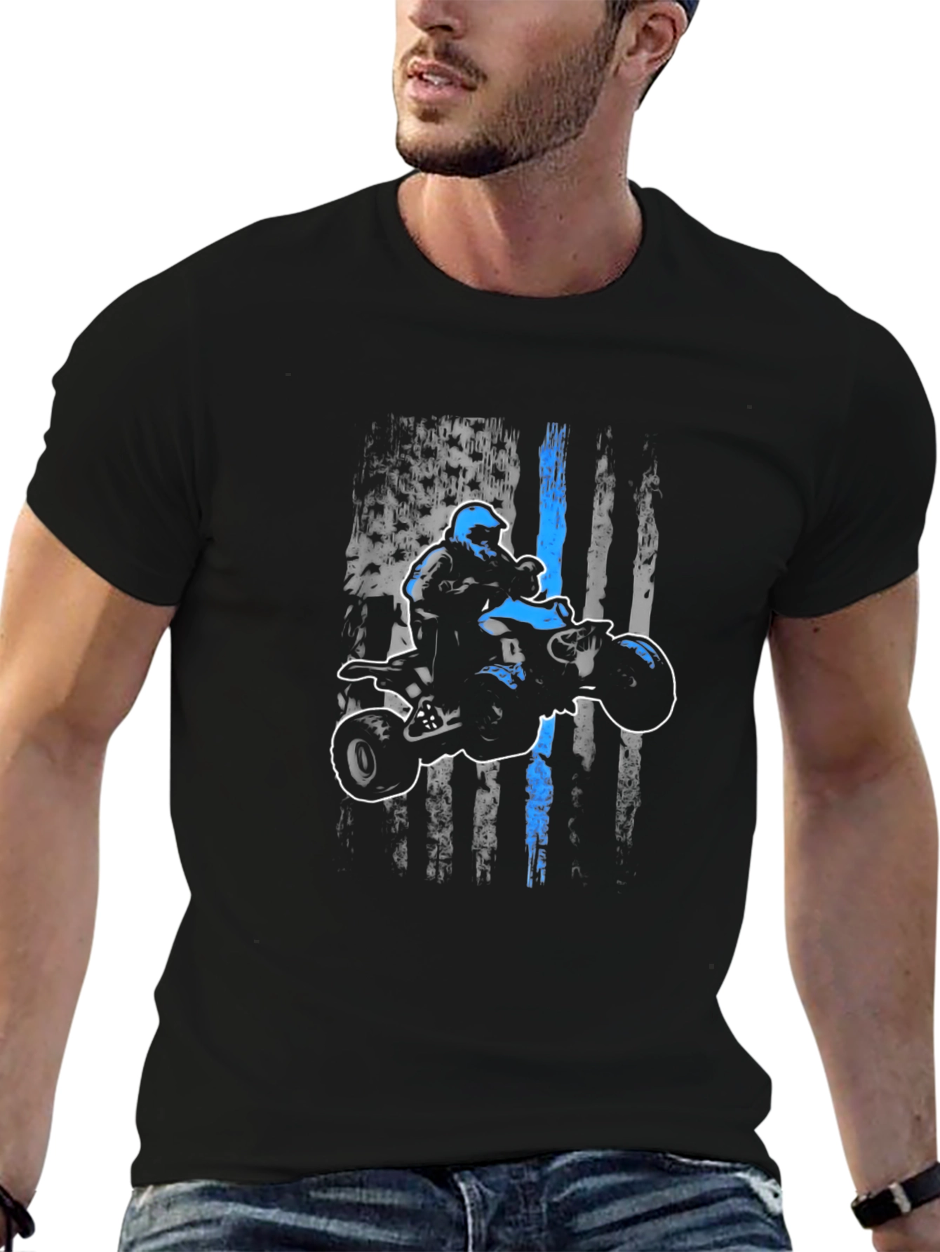 ATV Rider American Flag Graphic Tee