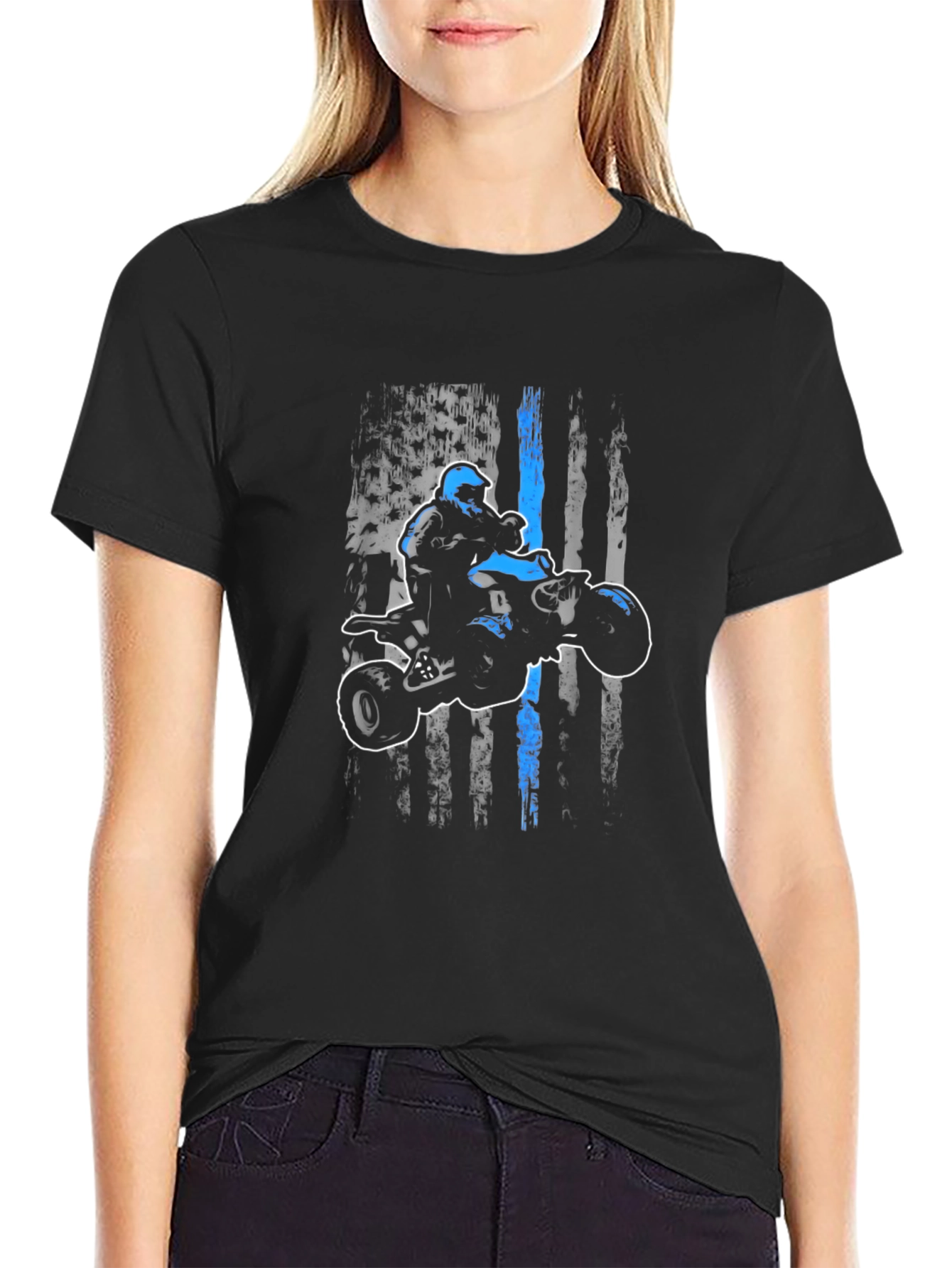 ATV Rider American Flag Graphic Tee