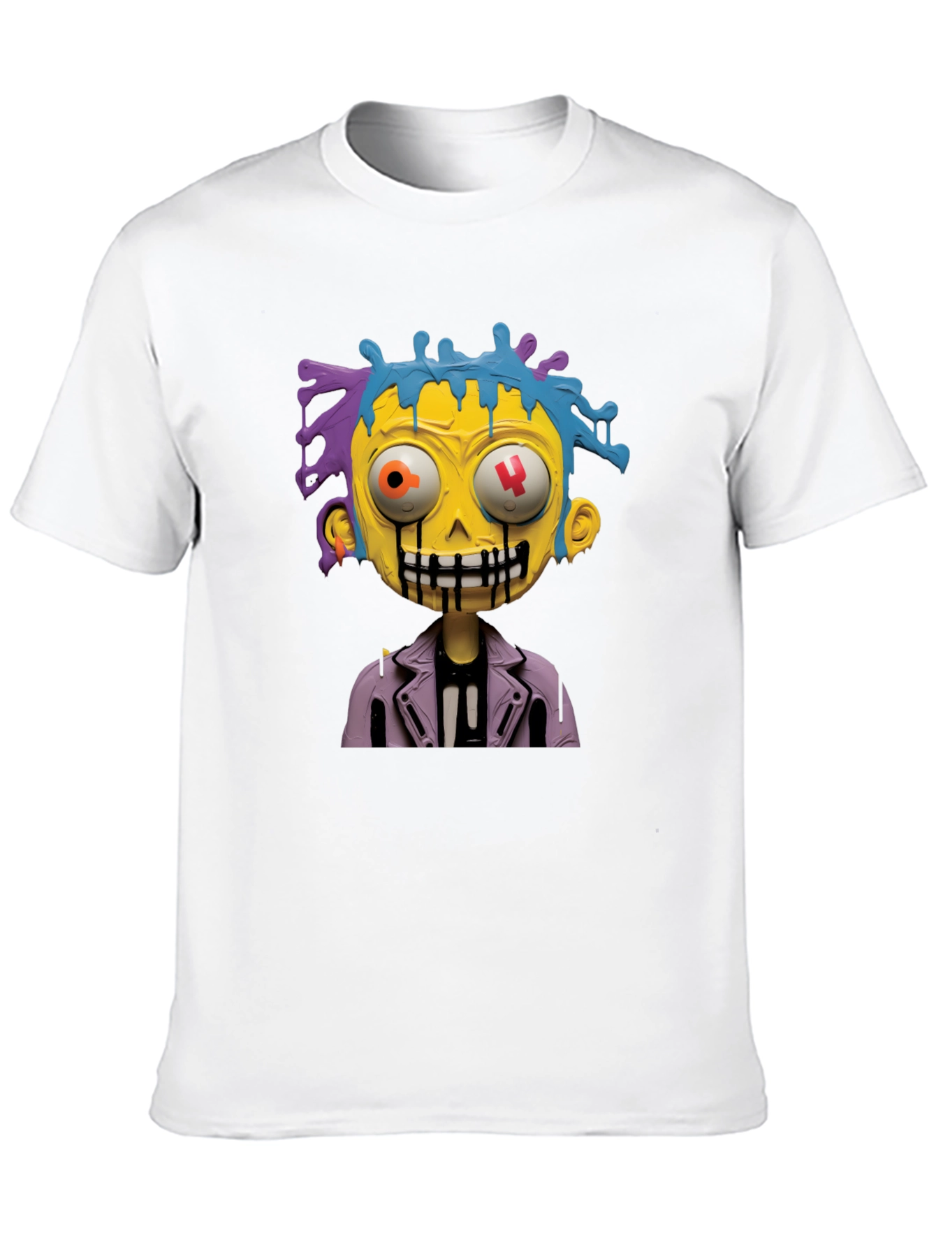 Cartoon Zombie Graphic Tee - Stylish Mens Black T-Shirt