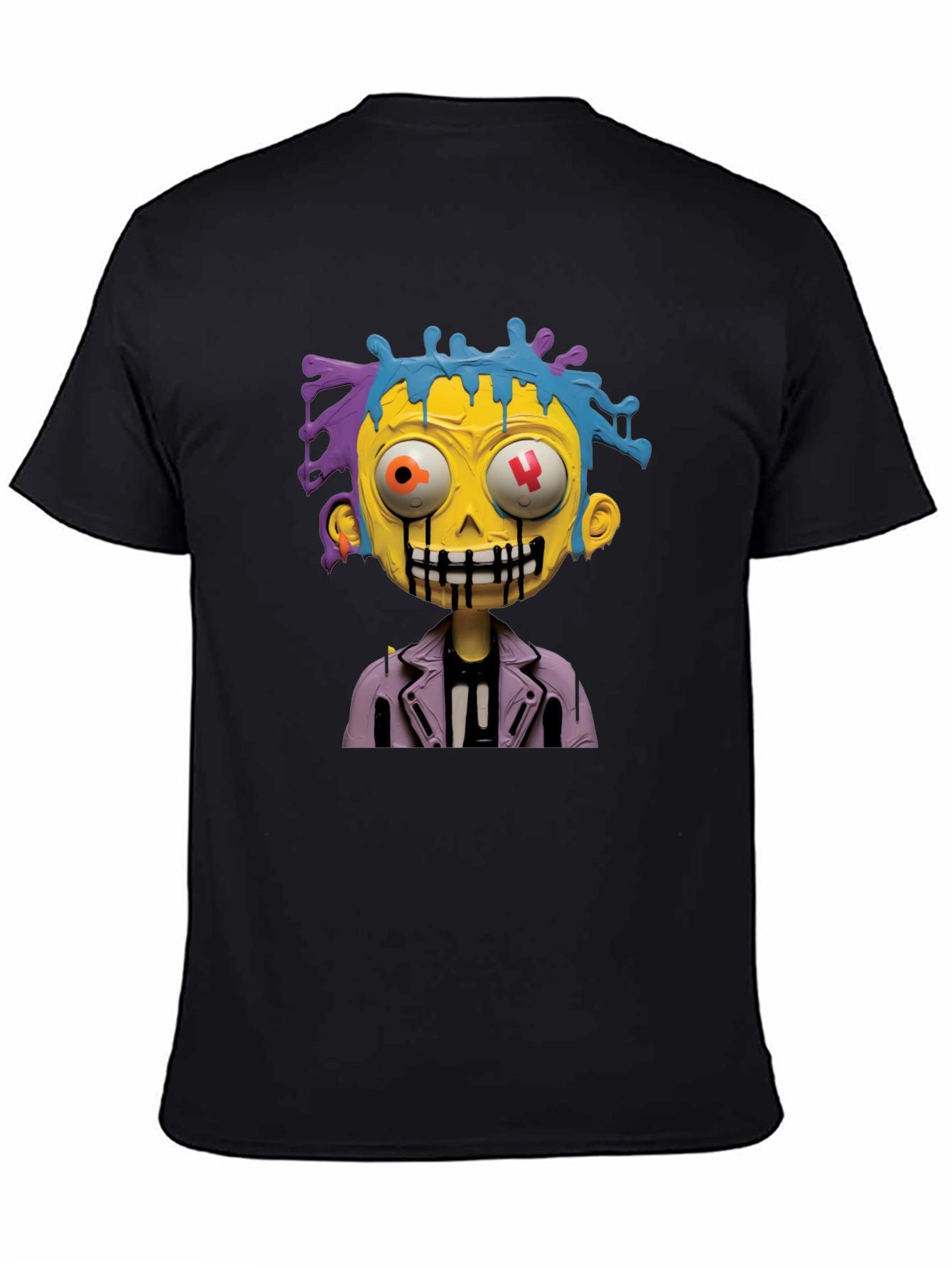 Cartoon Zombie Graphic Tee - Stylish Mens Black T-Shirt