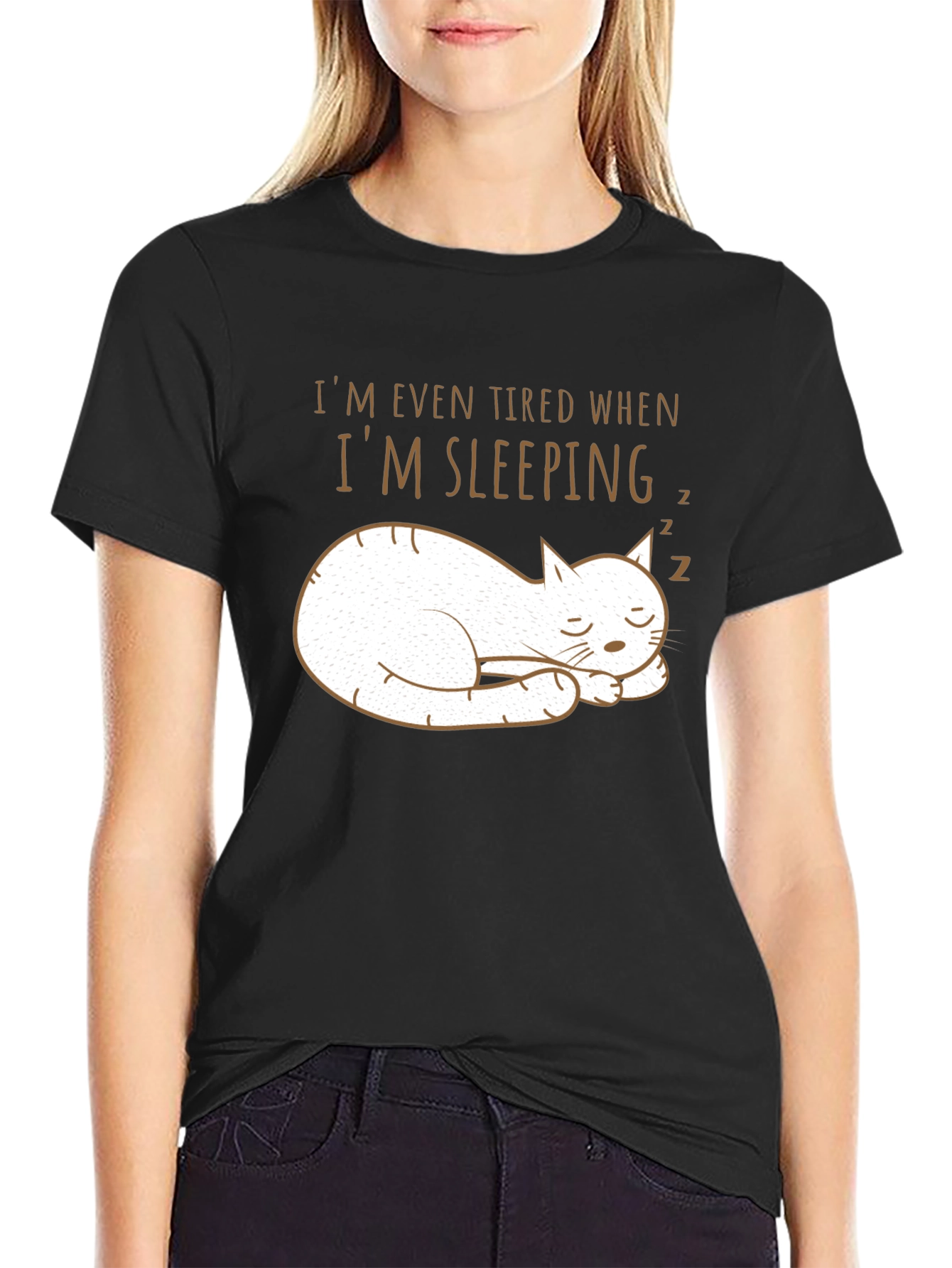 Funny Sleeping Cat T-Shirt - Even Tired When Sleeping!