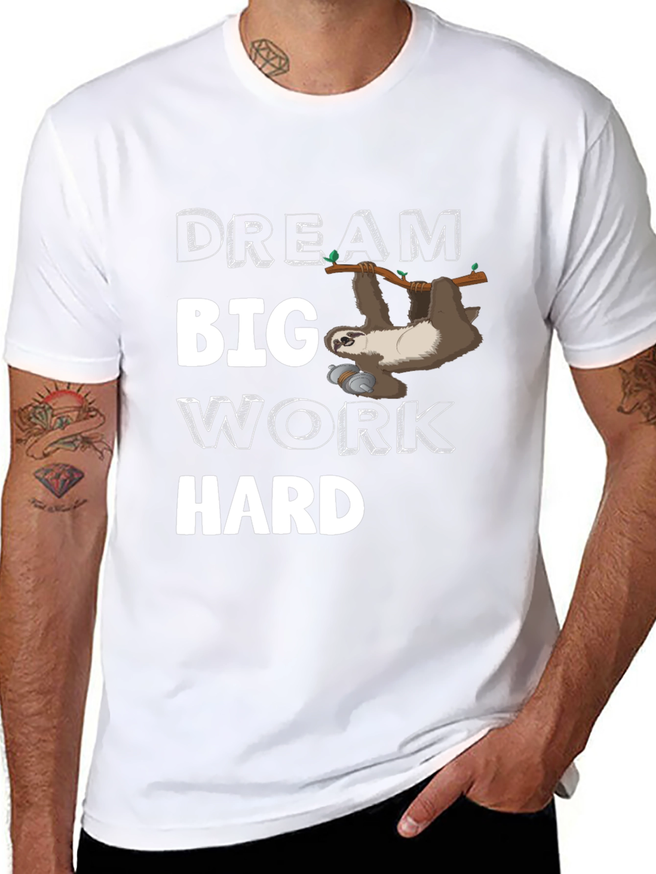 Dream Big Sloth Graphic Tee - Black