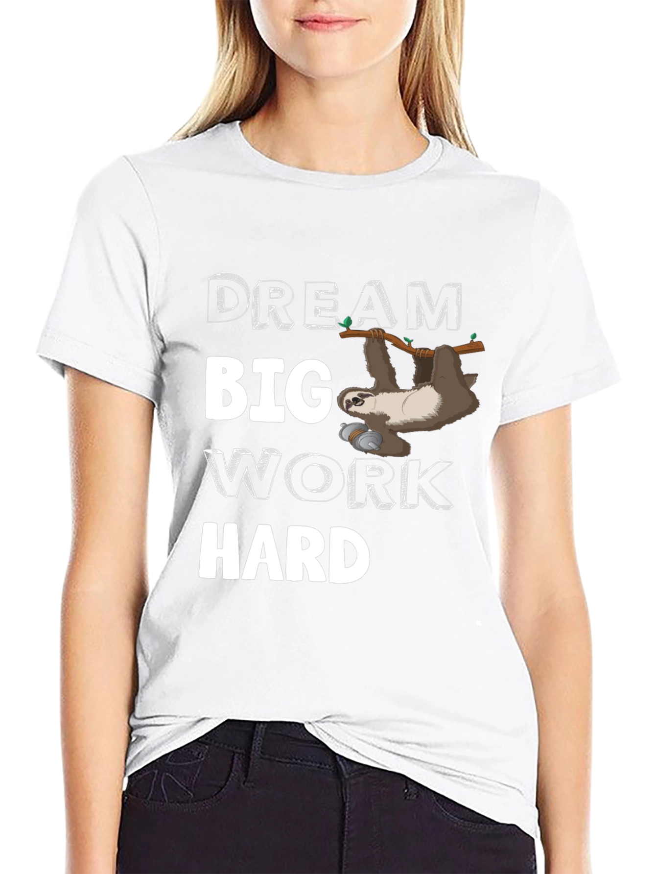 Dream Big Sloth Graphic Tee - Black