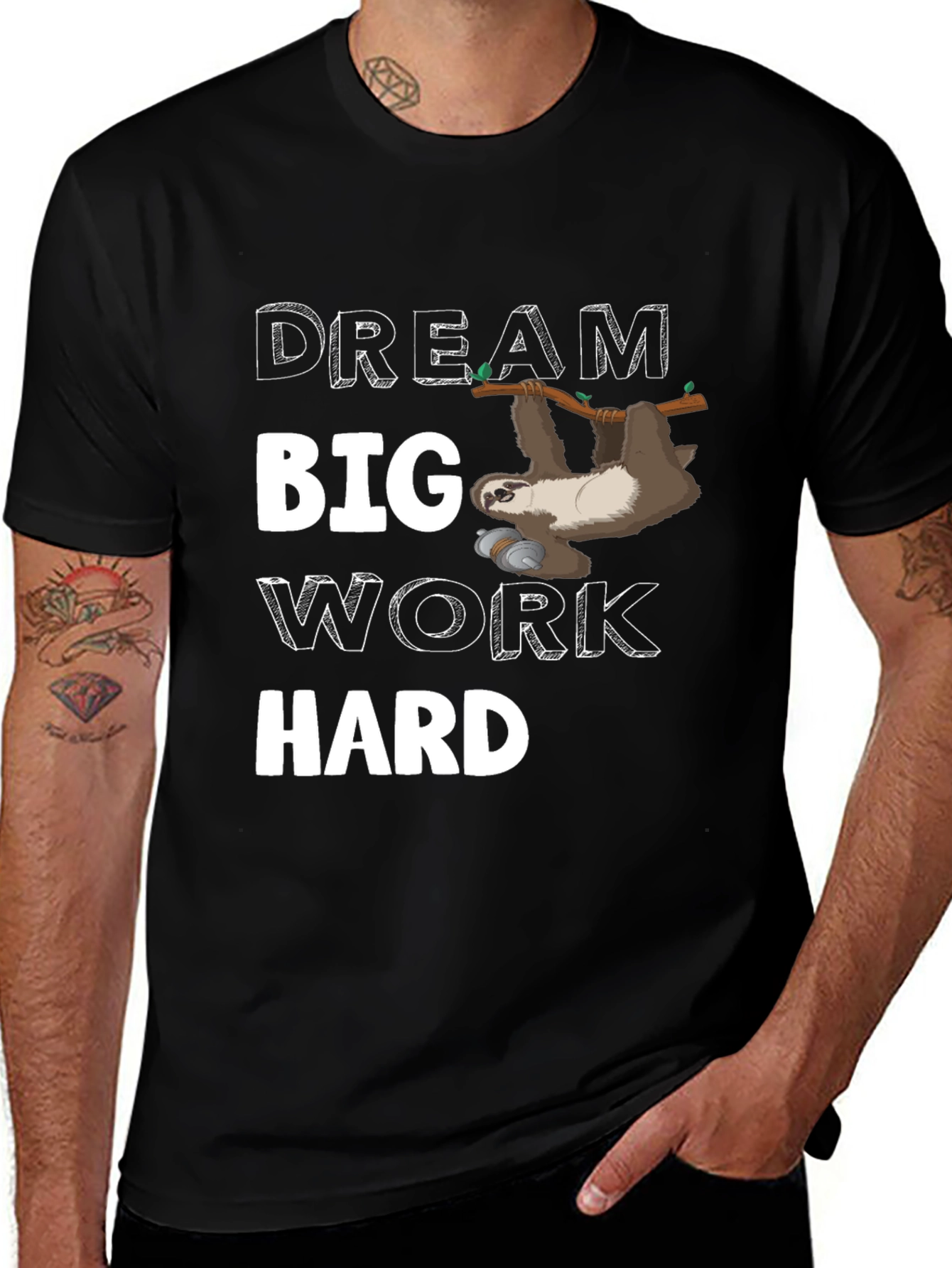 Dream Big Sloth Graphic Tee - Black