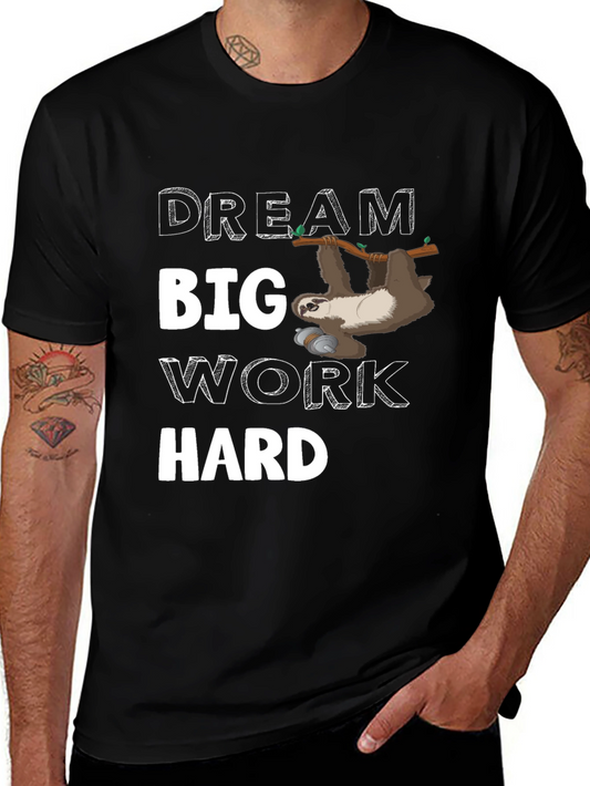 Dream Big Sloth Graphic Tee - Black