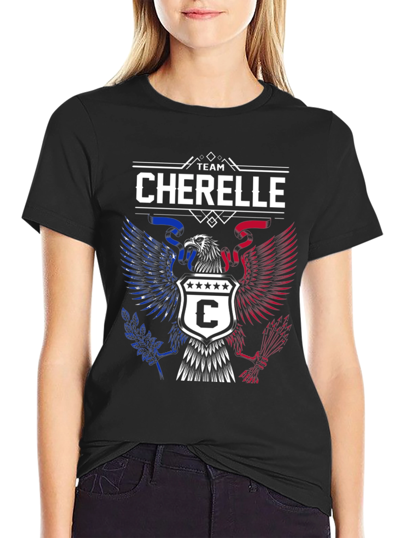 Team Cherelle Graphic T-Shirt - Patriotic Eagle Design