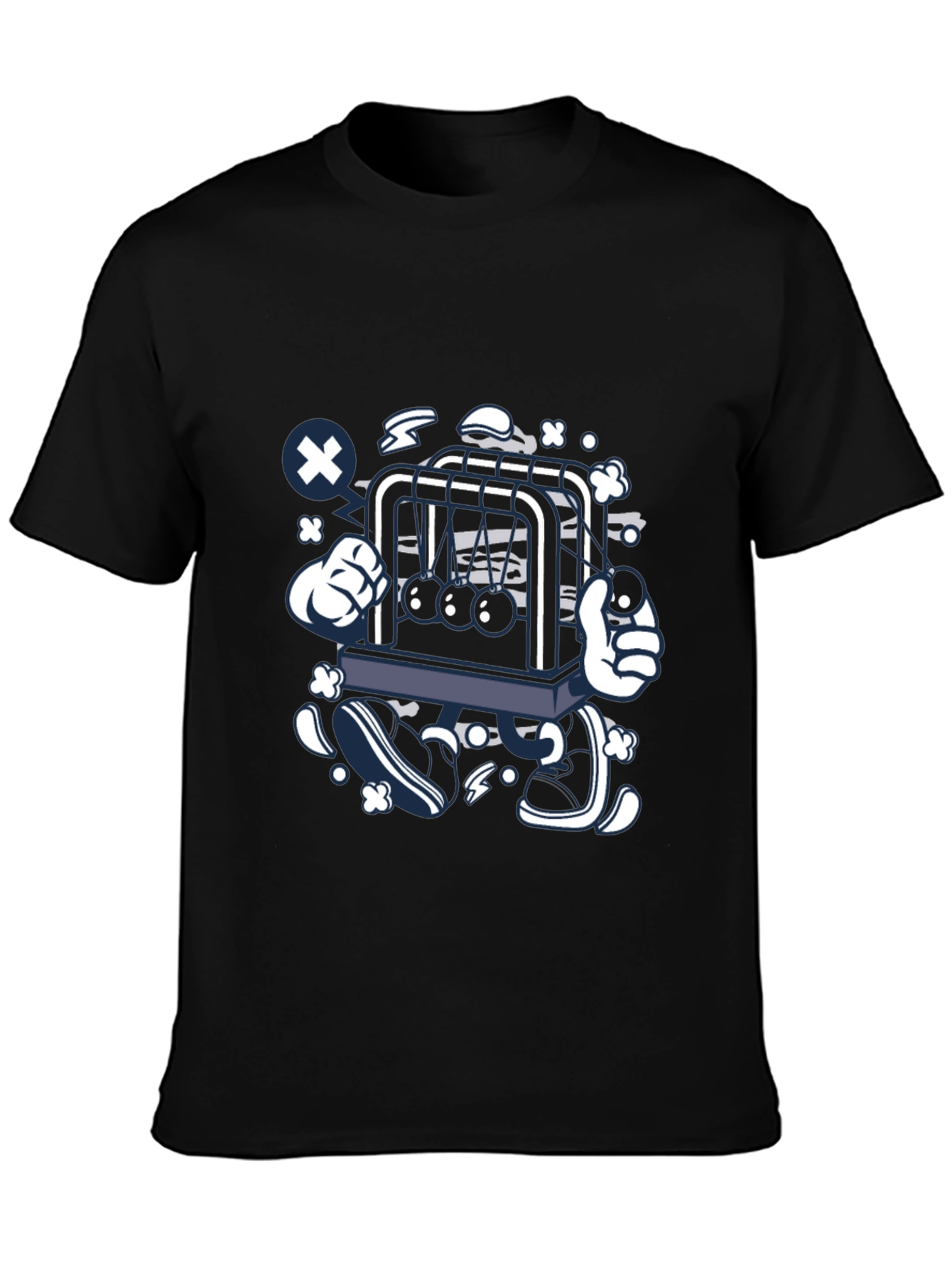 Newtons Cradle Graphic Print Black Tee