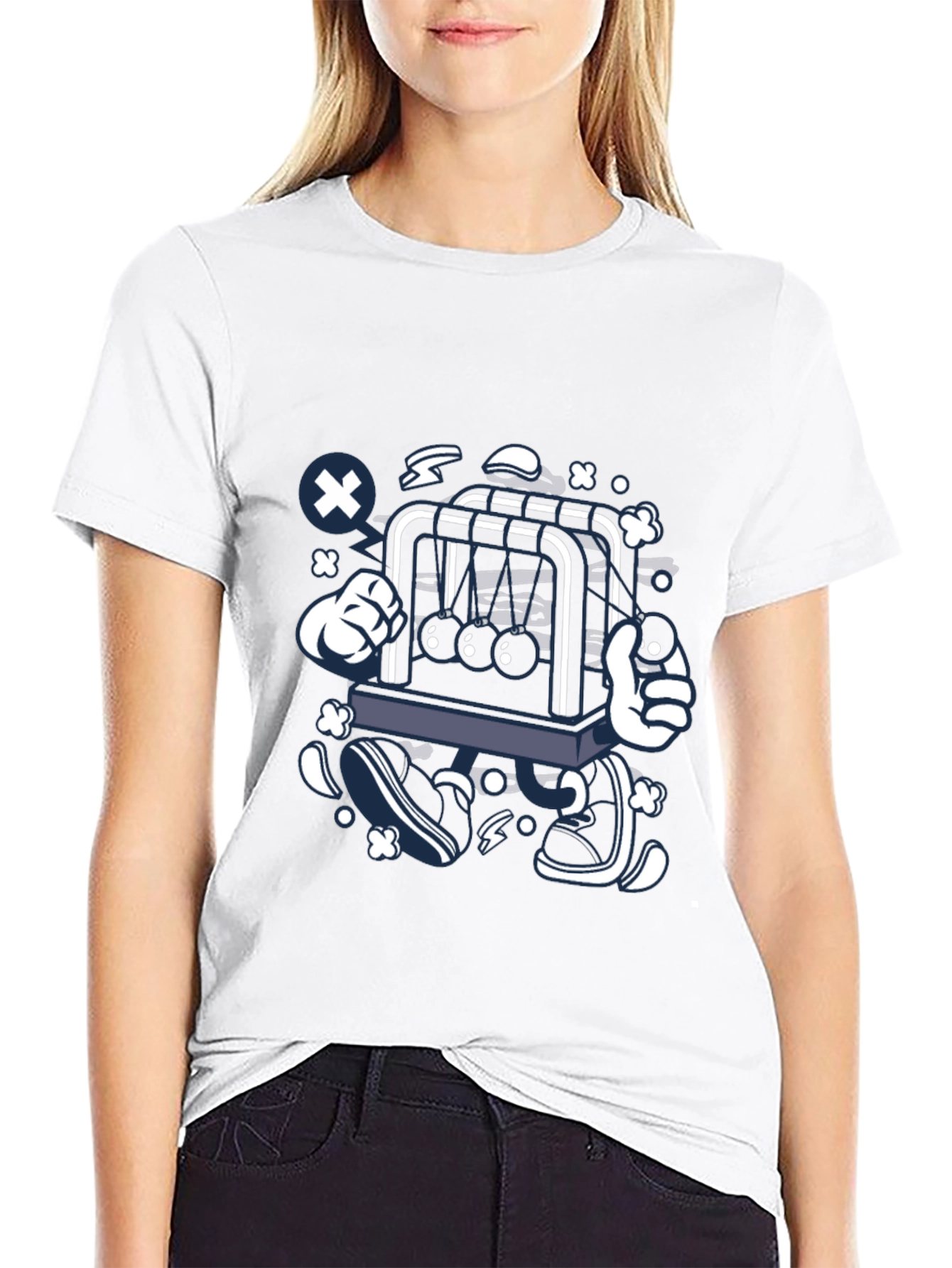 Newtons Cradle Graphic Print Black Tee
