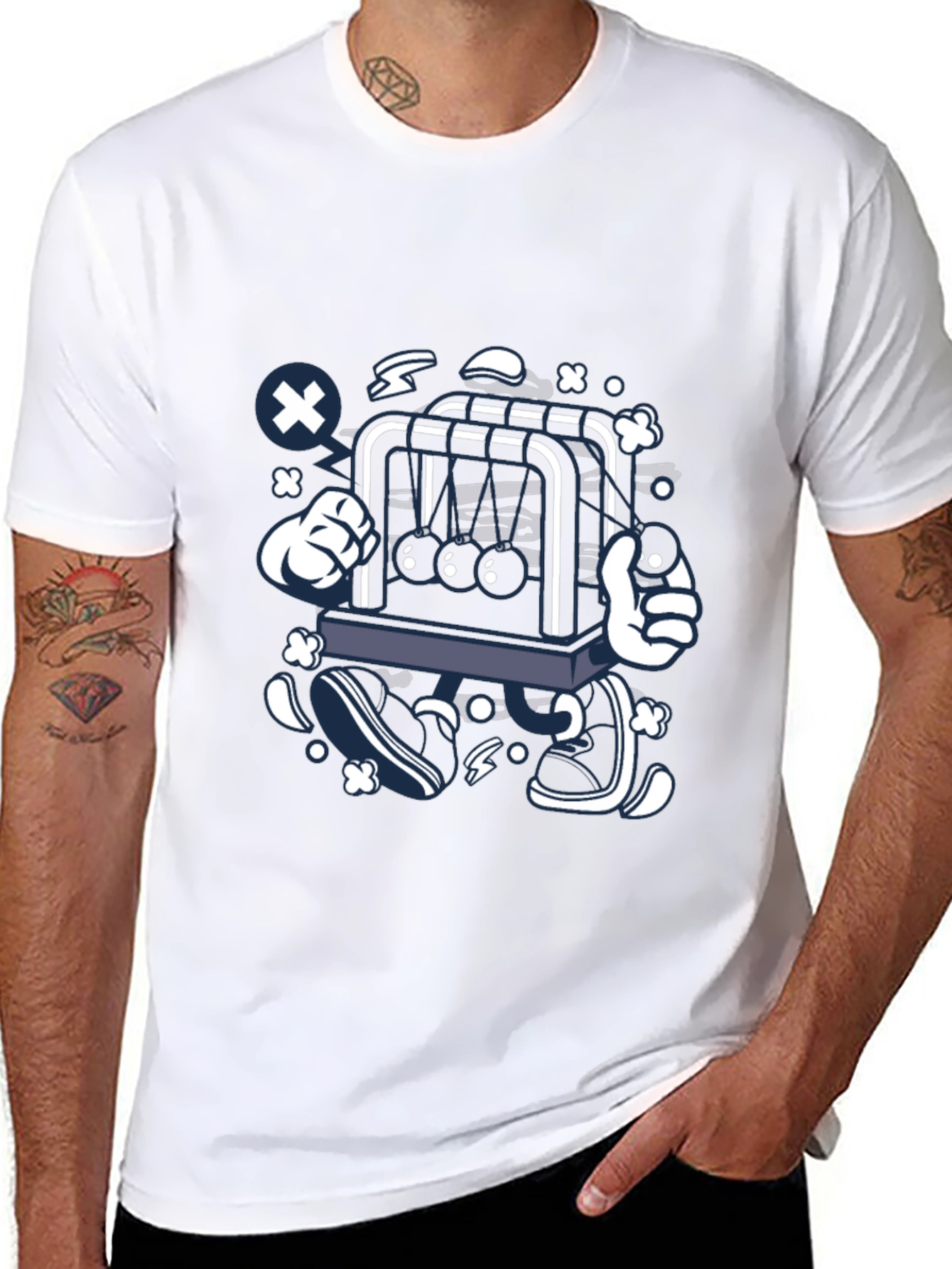 Newtons Cradle Graphic Print Black Tee