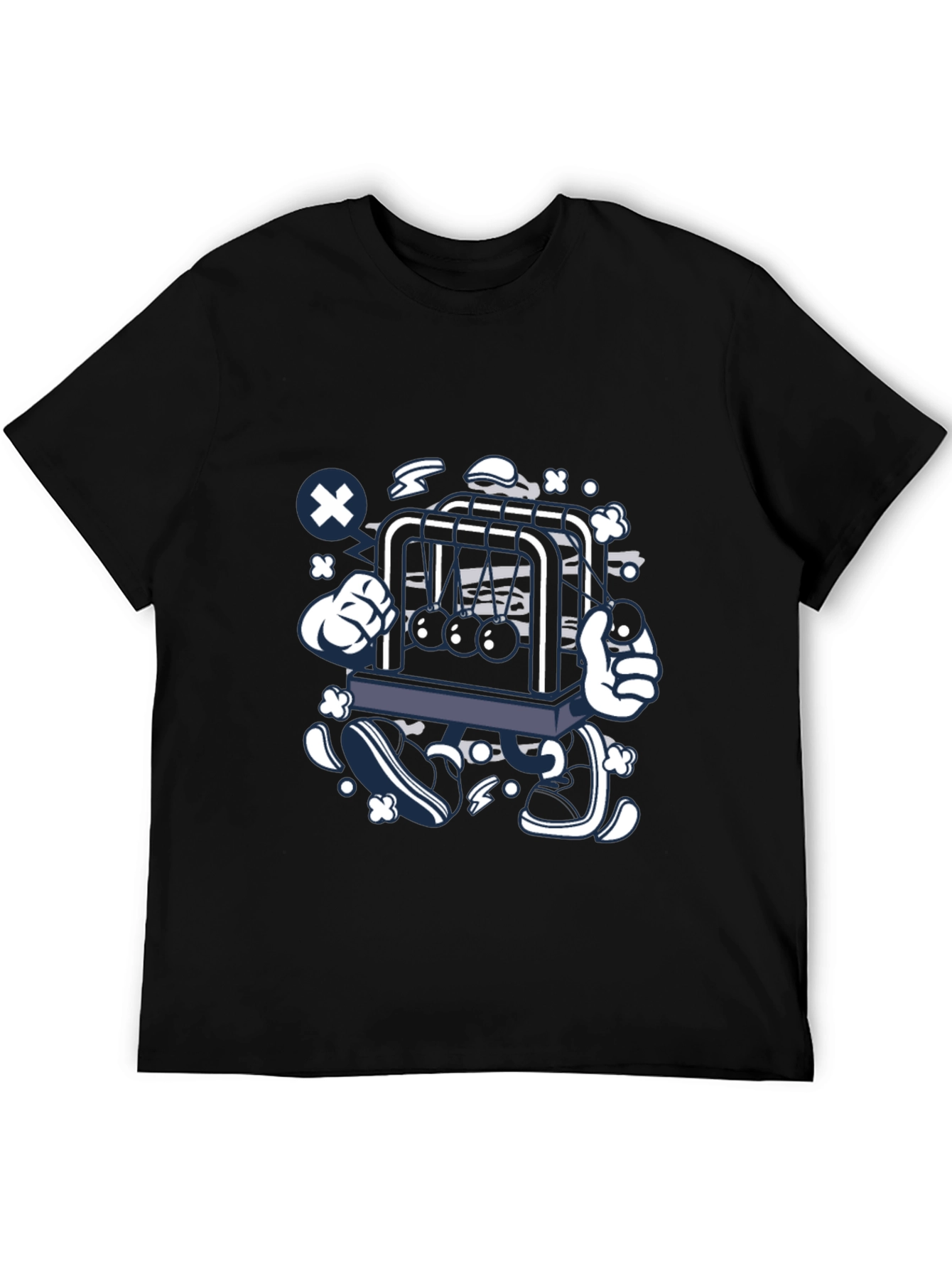 Newtons Cradle Graphic Print Black Tee