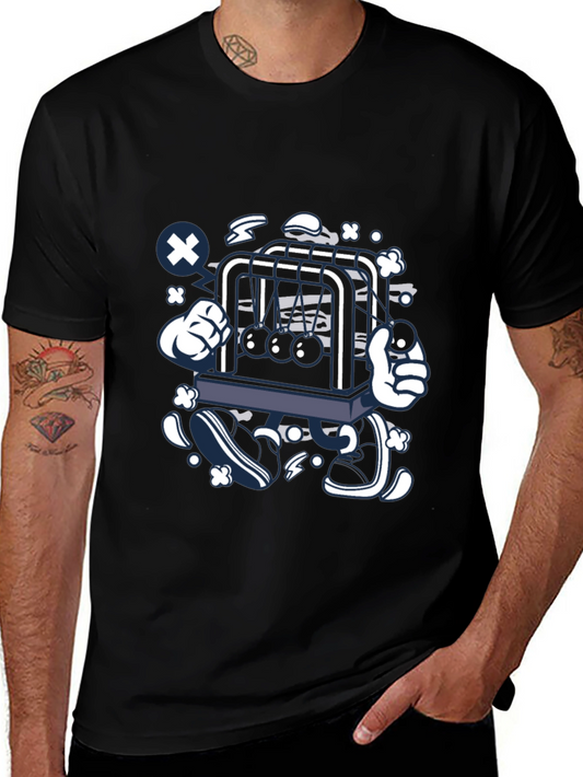 Newtons Cradle Graphic Print Black Tee