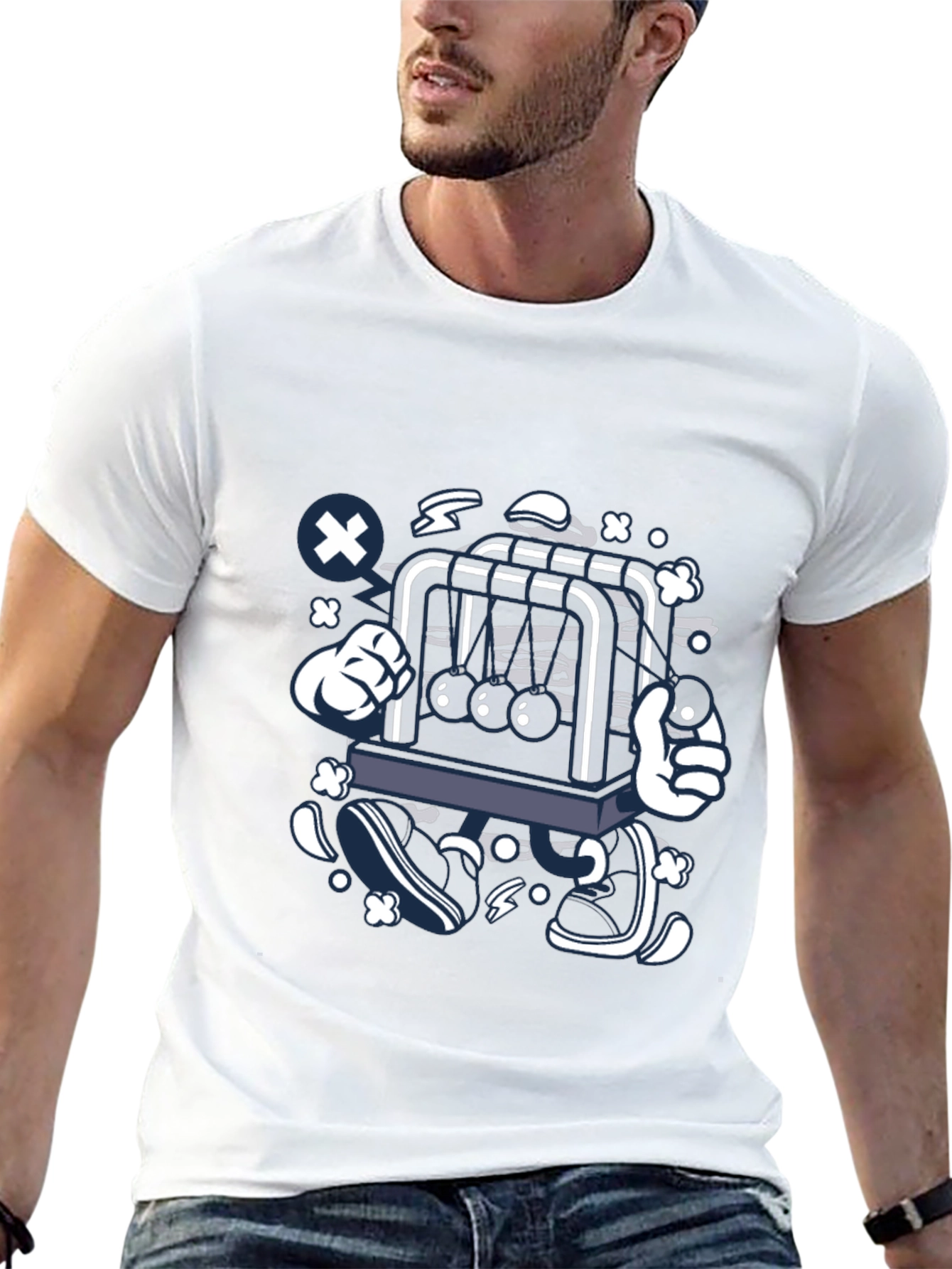 Newtons Cradle Graphic Print Black Tee