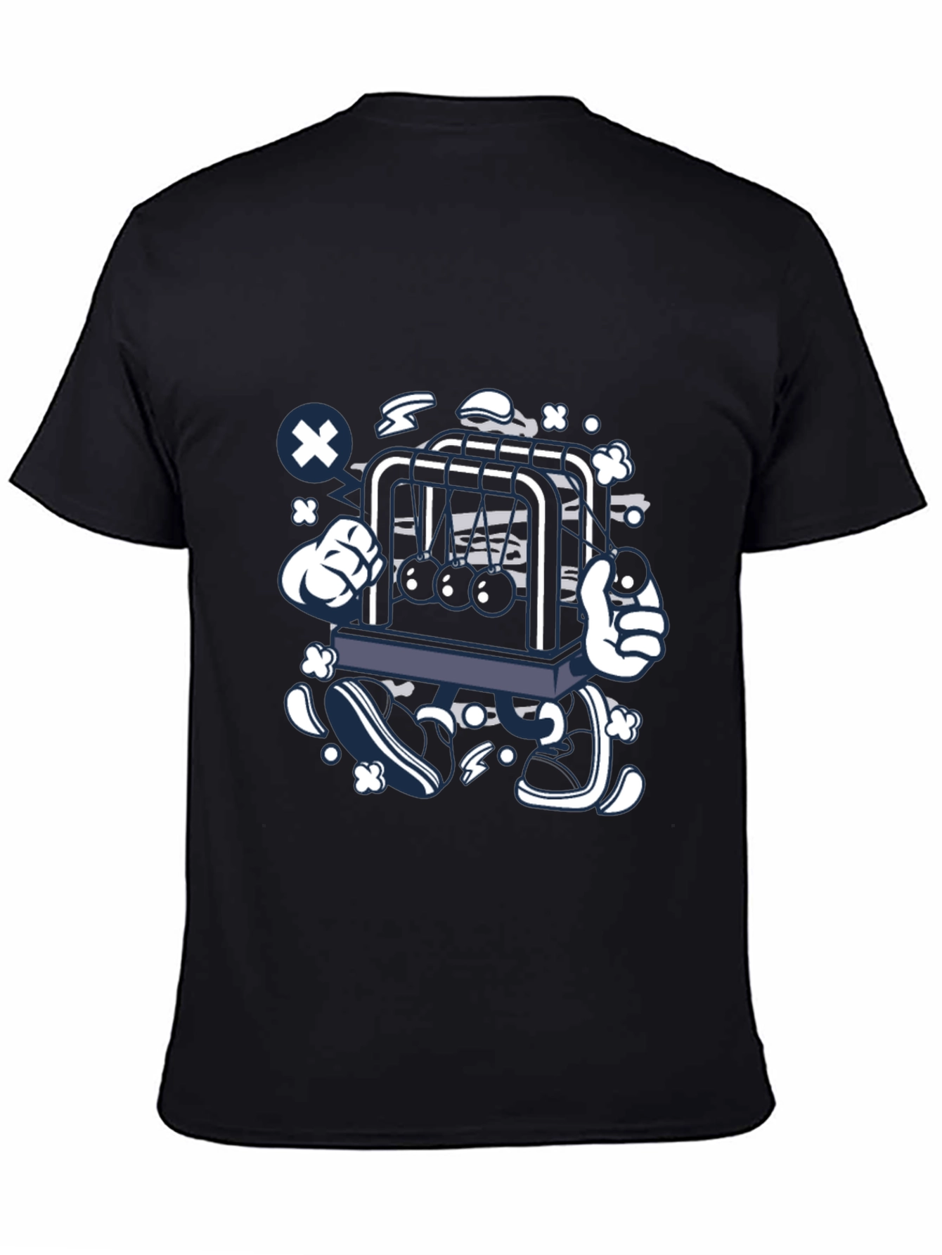 Newtons Cradle Graphic Print Black Tee