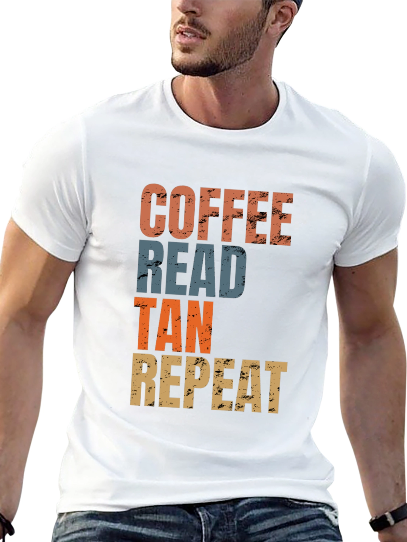 Coffee Read Tan Repeat Graphic Tee