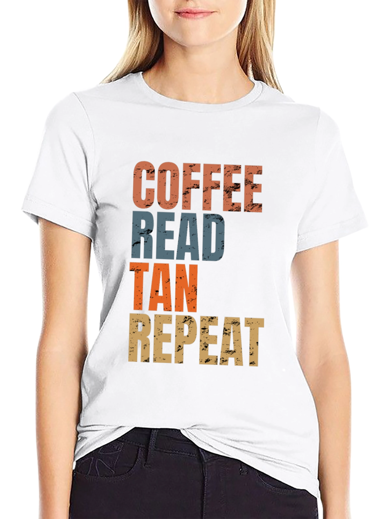 Coffee Read Tan Repeat Graphic Tee